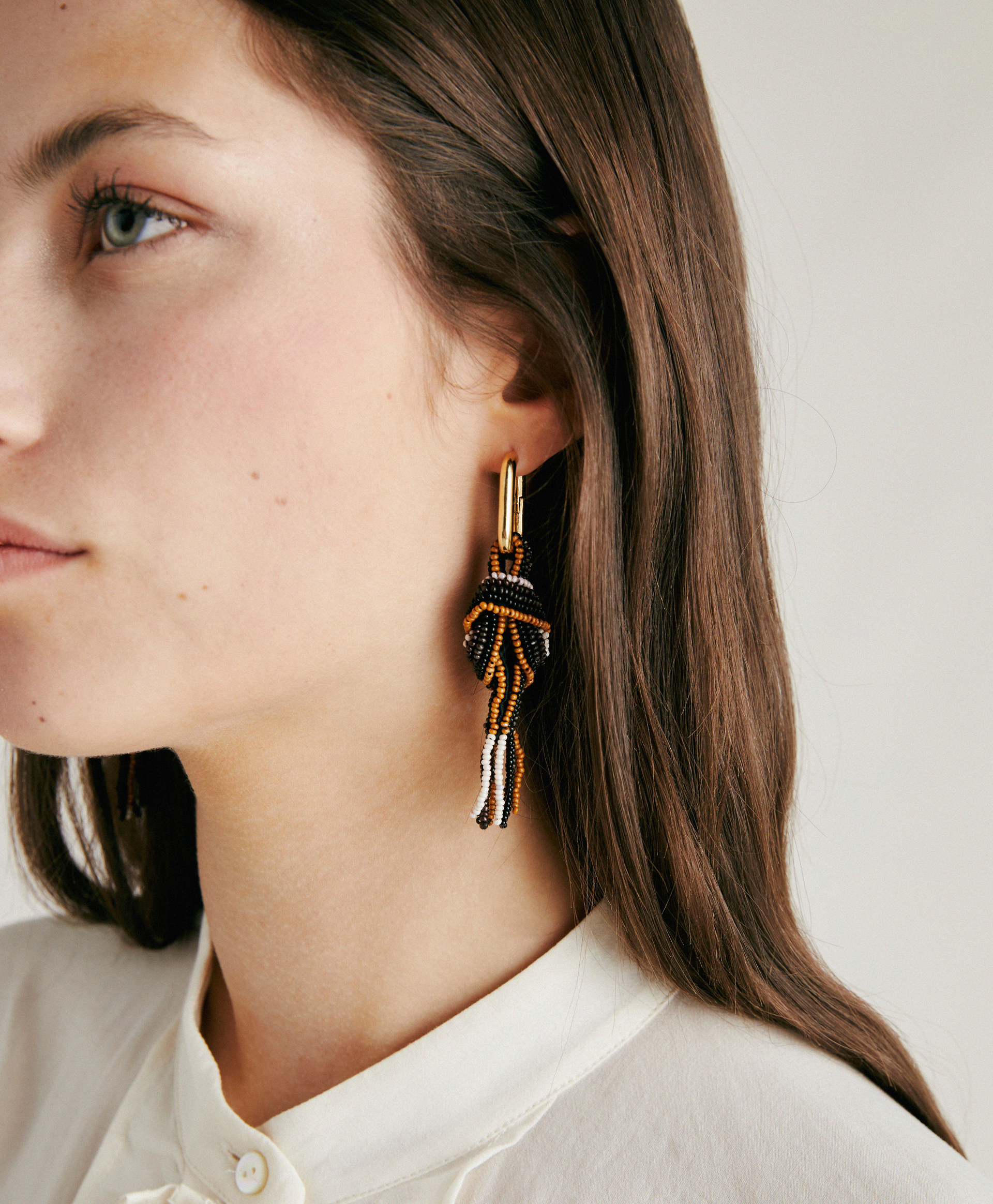NODU EARRINGS WITH BEADS - COCOA MULTICOLOUR - Momonì