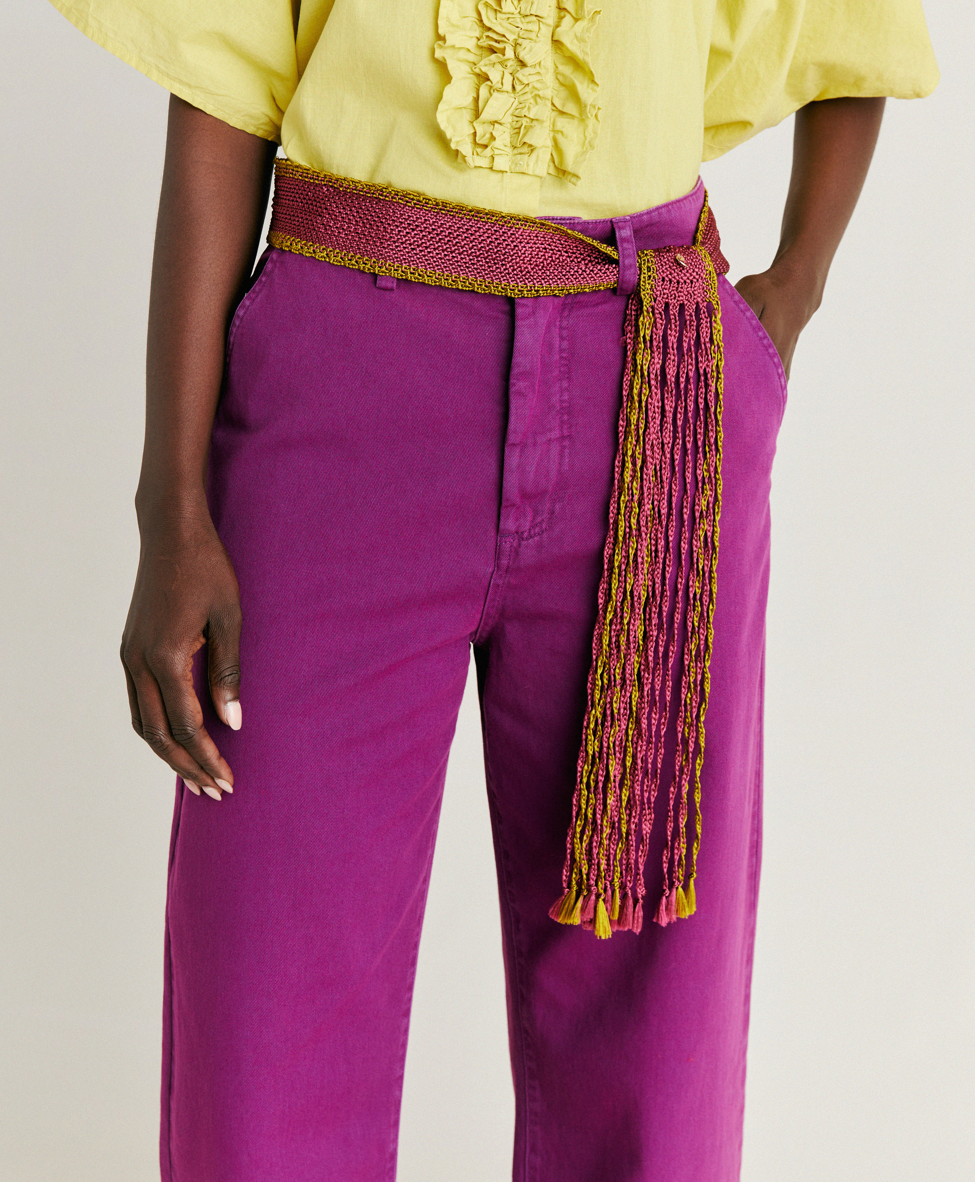 MILLOR BELT WITH FRINGE - CYCLAMEN/LIME - Momonì