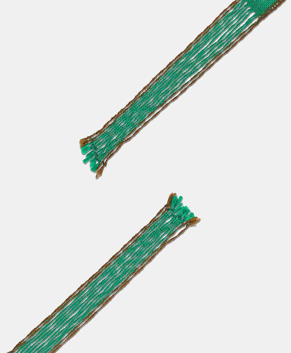 CEINTURE MILLOR AVEC FRANGE - ÉMERAUDE/CIGARE - Momonì