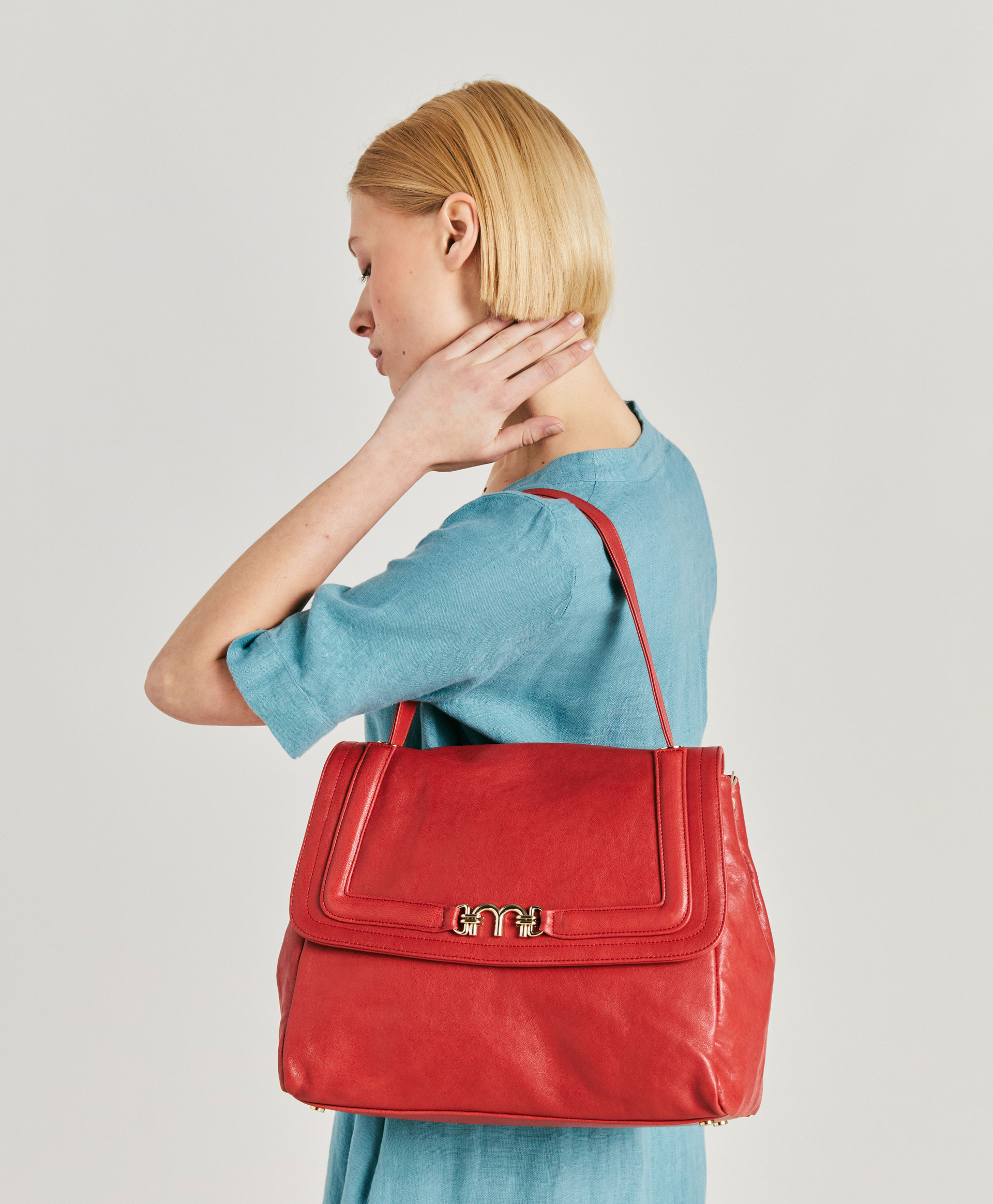 SAC FLORE BAG EN CUIR - ROUGE - Momonì