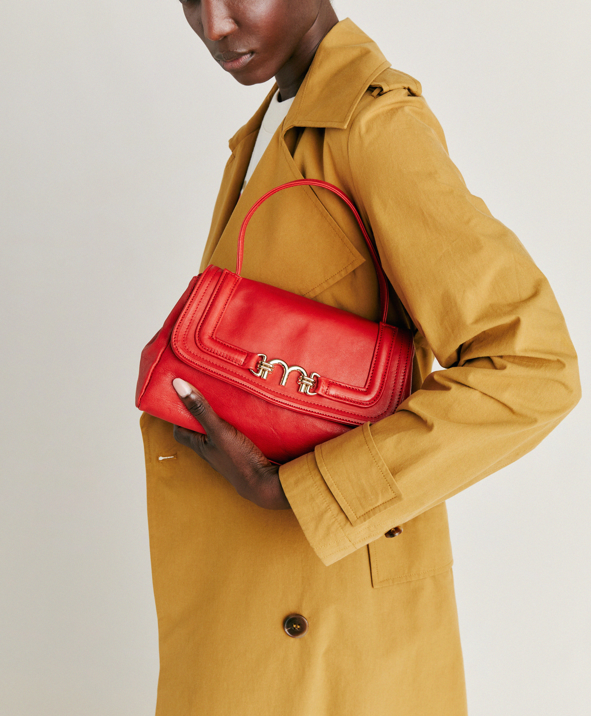 BORSA PETIT FLORE IN PELLE - ROSSO - Momonì