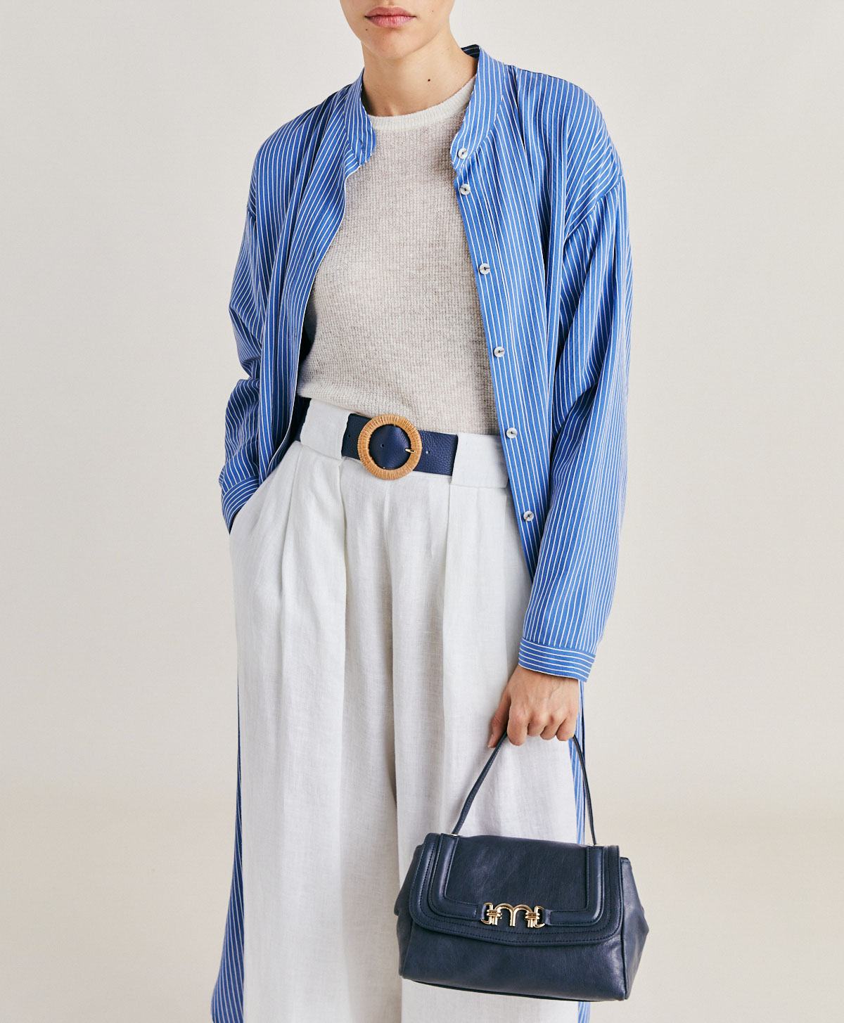 BORSA PETIT FLORE IN PELLE - BLU - Momonì