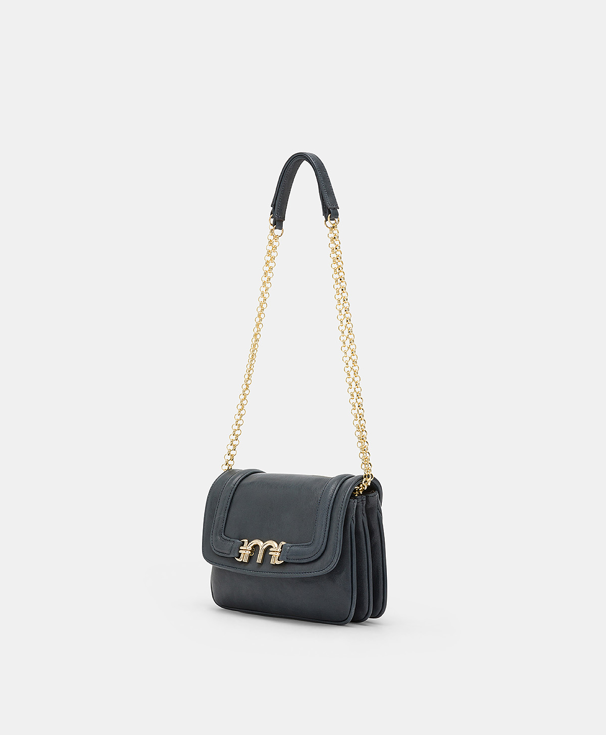 MOMONI MIMI FLORE BAG IN LEATHER - BLUE - Momonì