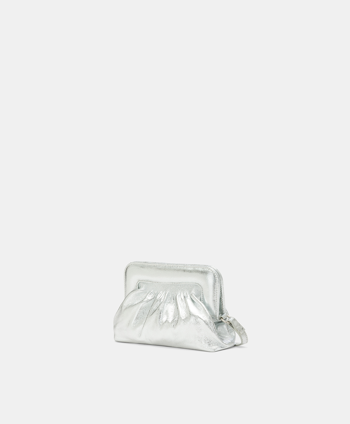 BORSA GREELEY IN PELLE LAMINATA - ARGENTO - Momonì