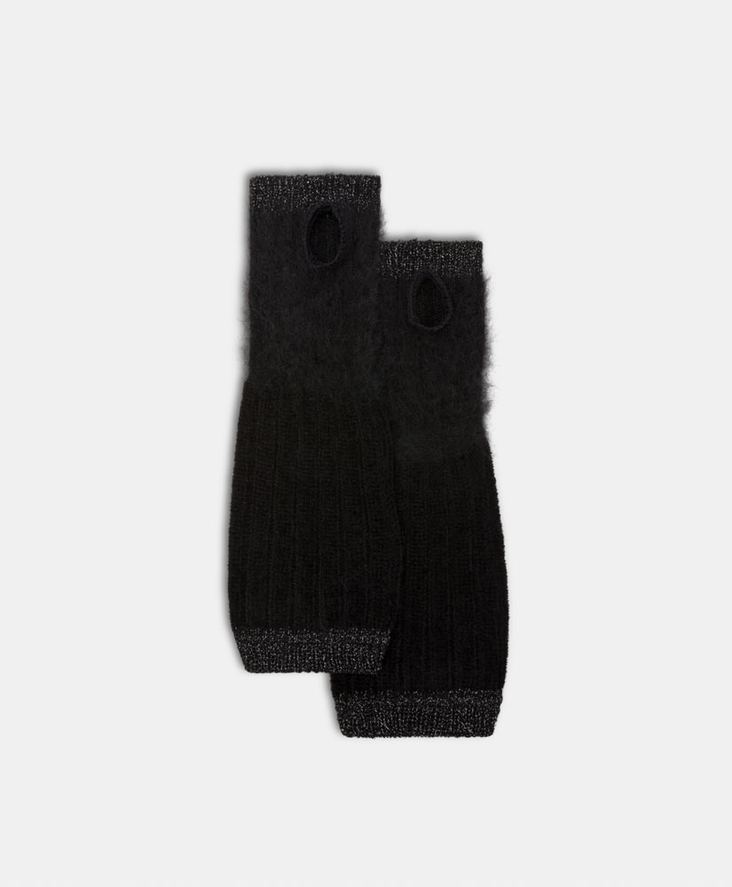 SARU GLOVES IN ALPACA AND CHENILLE - BLACK - Momonì