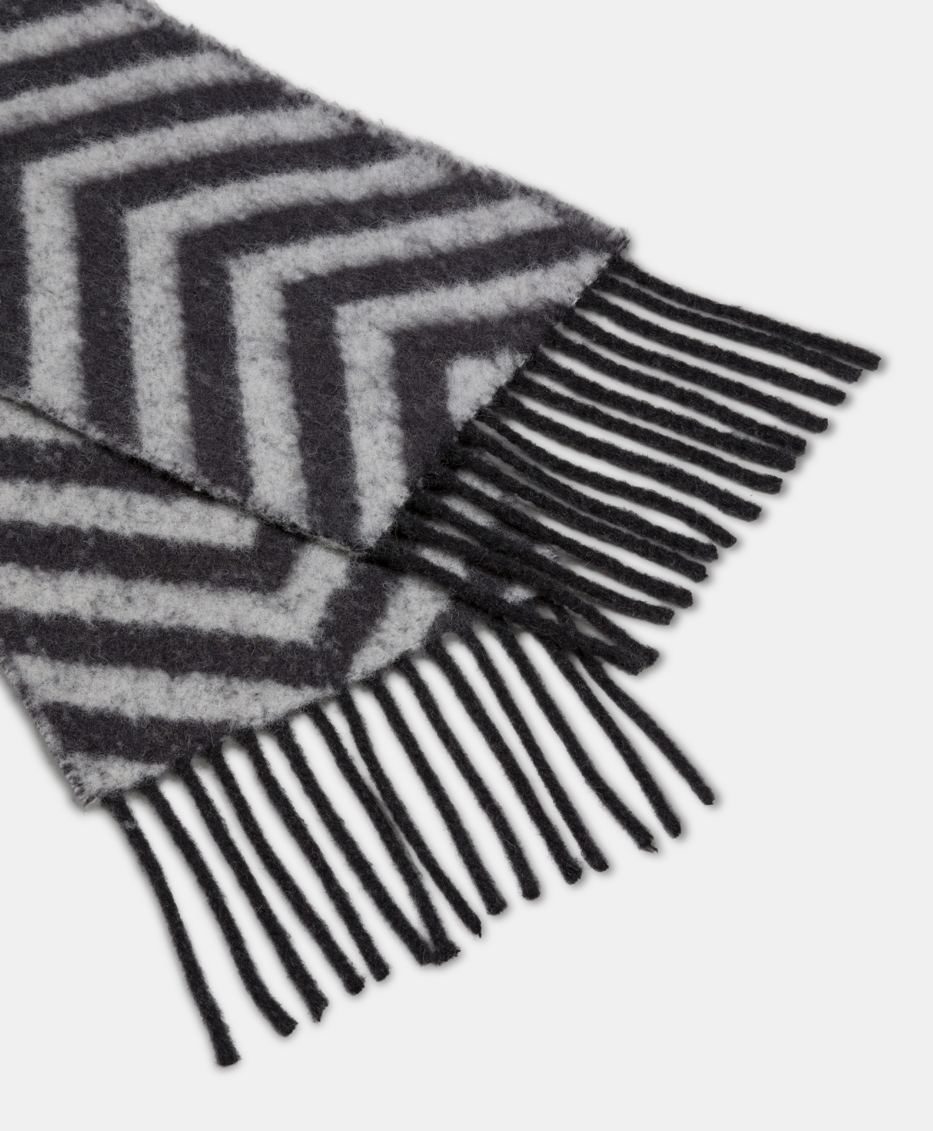 NARI HERRINGBONE SCARF IN ALPACA AND WOOL - GREY/ANTHRACITE - Momonì