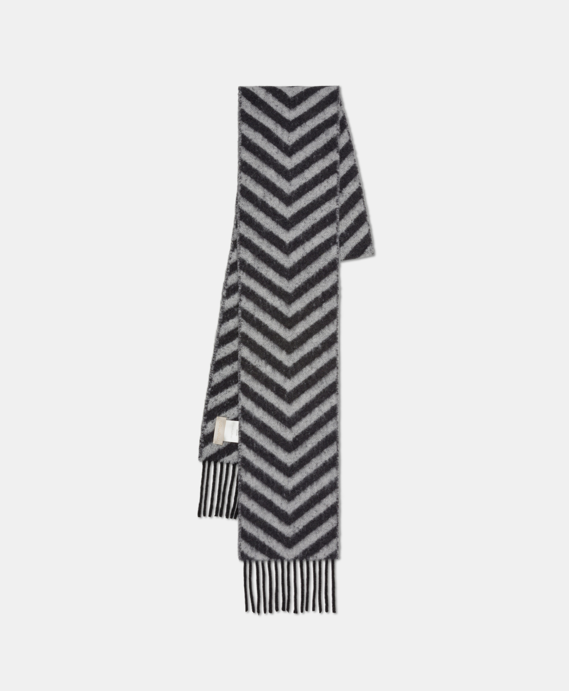 NARI HERRINGBONE SCARF IN ALPACA AND WOOL - GREY/ANTHRACITE - Momonì
