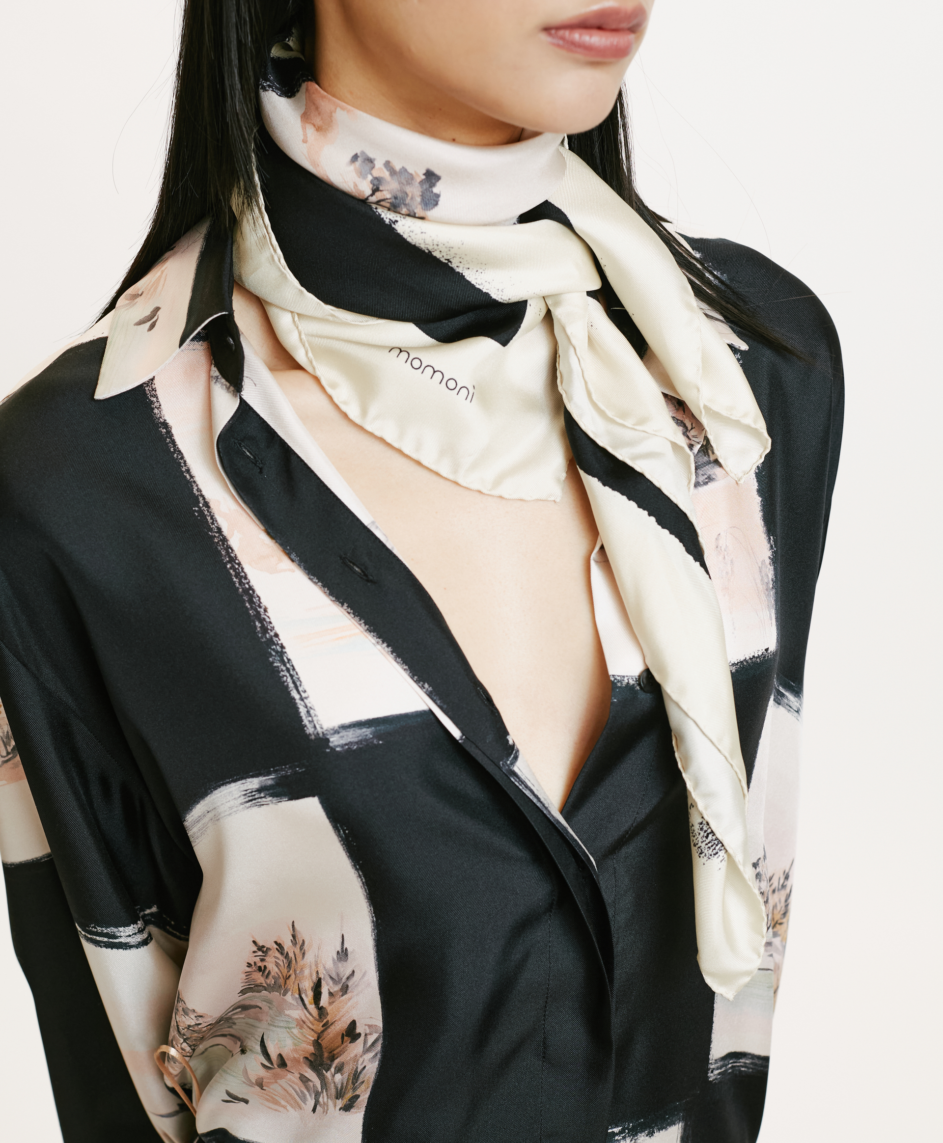 NIPPONIA SILK SCARF - MULTICOLOR BLACK - Momonì