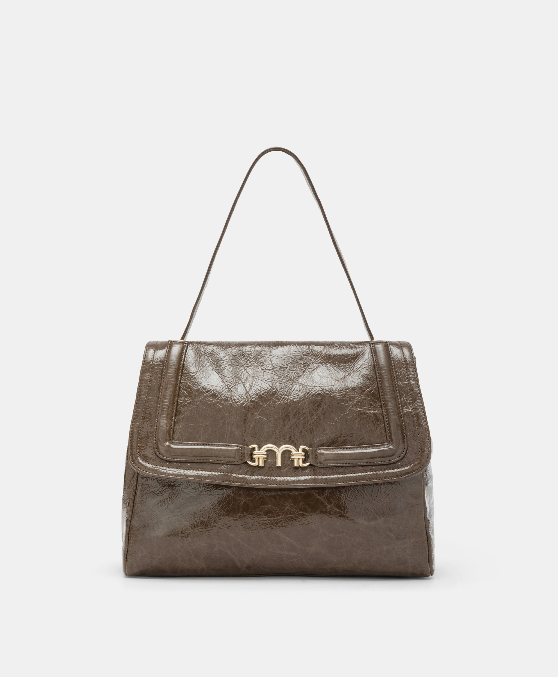 SAC MOMONI FLORE EN CUIR NAPLAK - BRUN FONCÉ - Shoes and accessories - Momonì