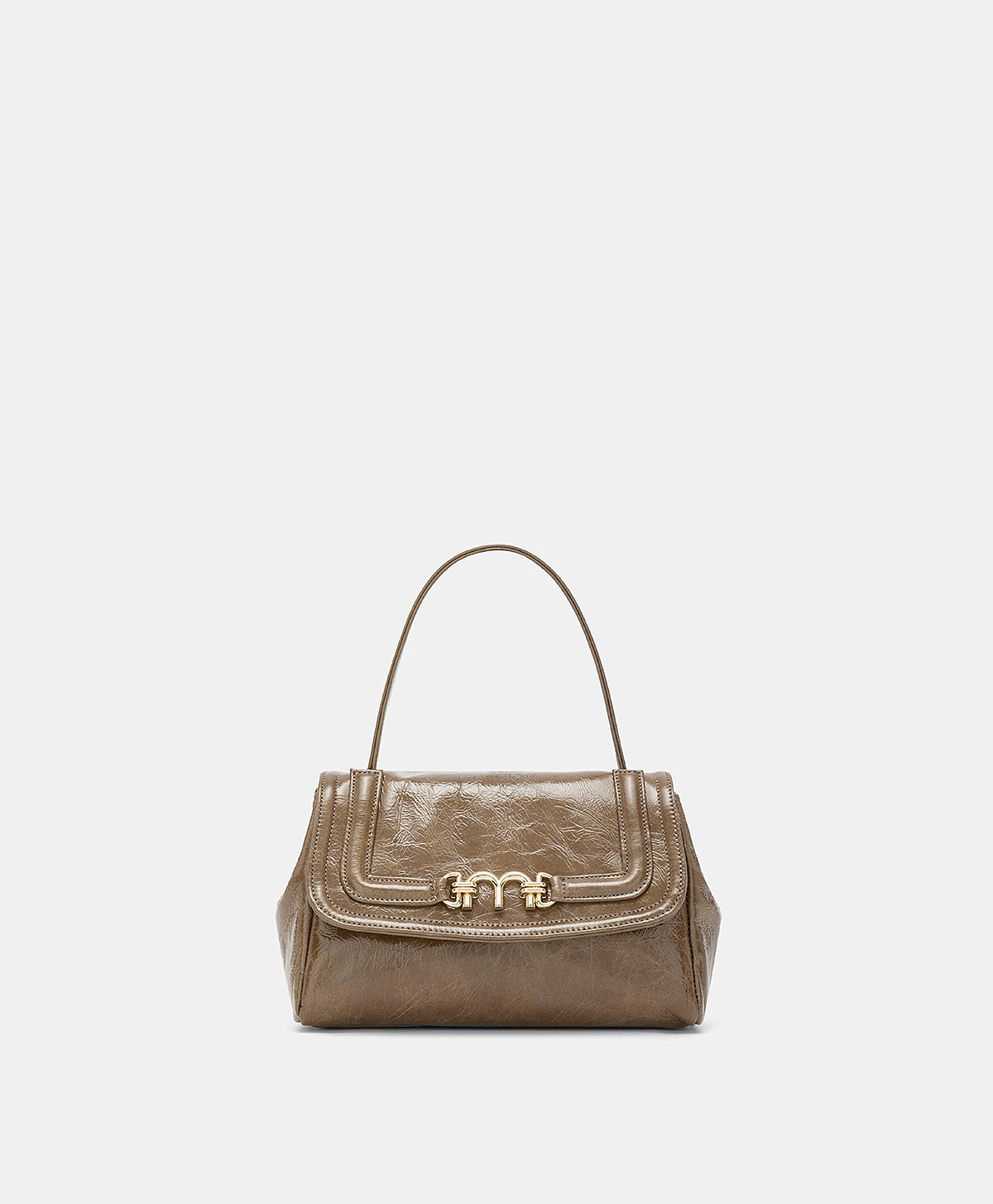 MOMONI PETIT FLORE BAG IN NAPLAK LEATHER - TAUPE - Momonì