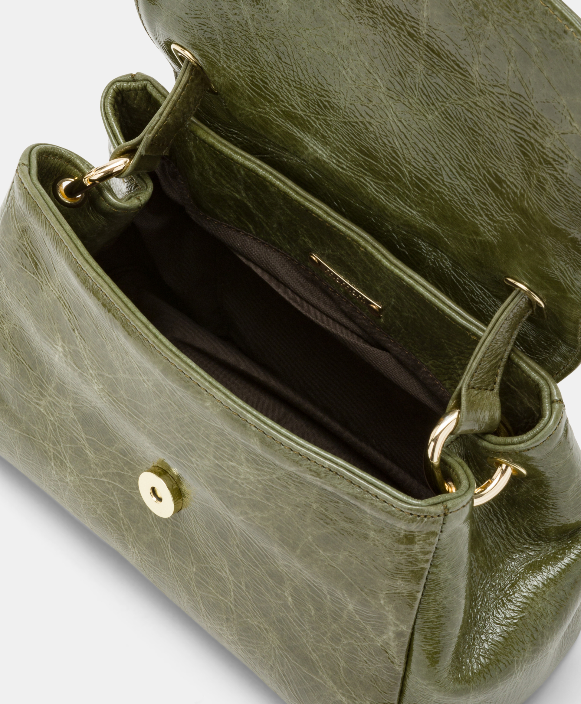 BORSA MOMONI PETIT FLORE IN PELLE NAPLAK-VERDE OLIVA - Momonì