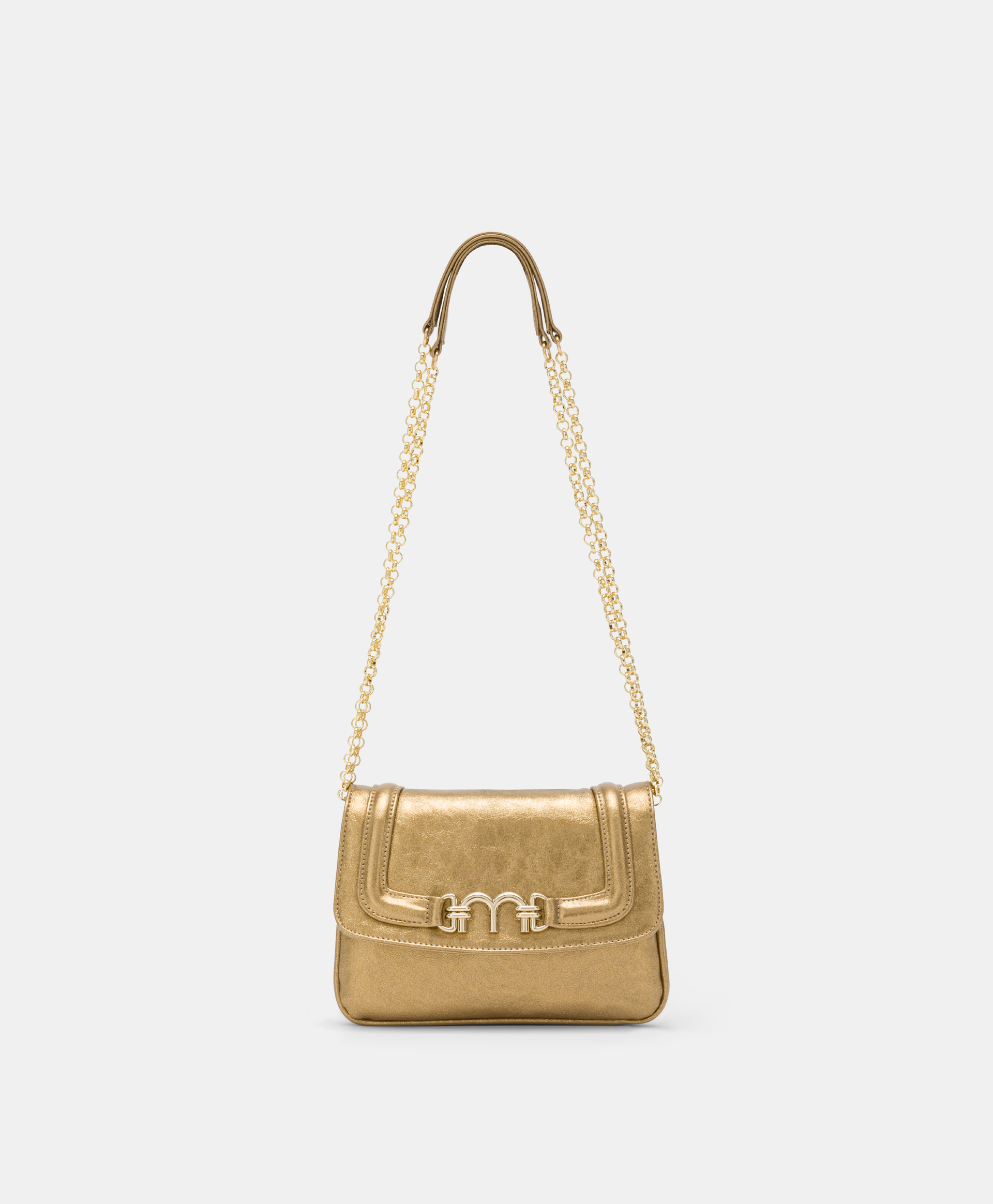MOMONI MIMI' FLORE BAG IN LAMINATED ECO-LEATHER - GOLD - Shoes and accessories - Momonì