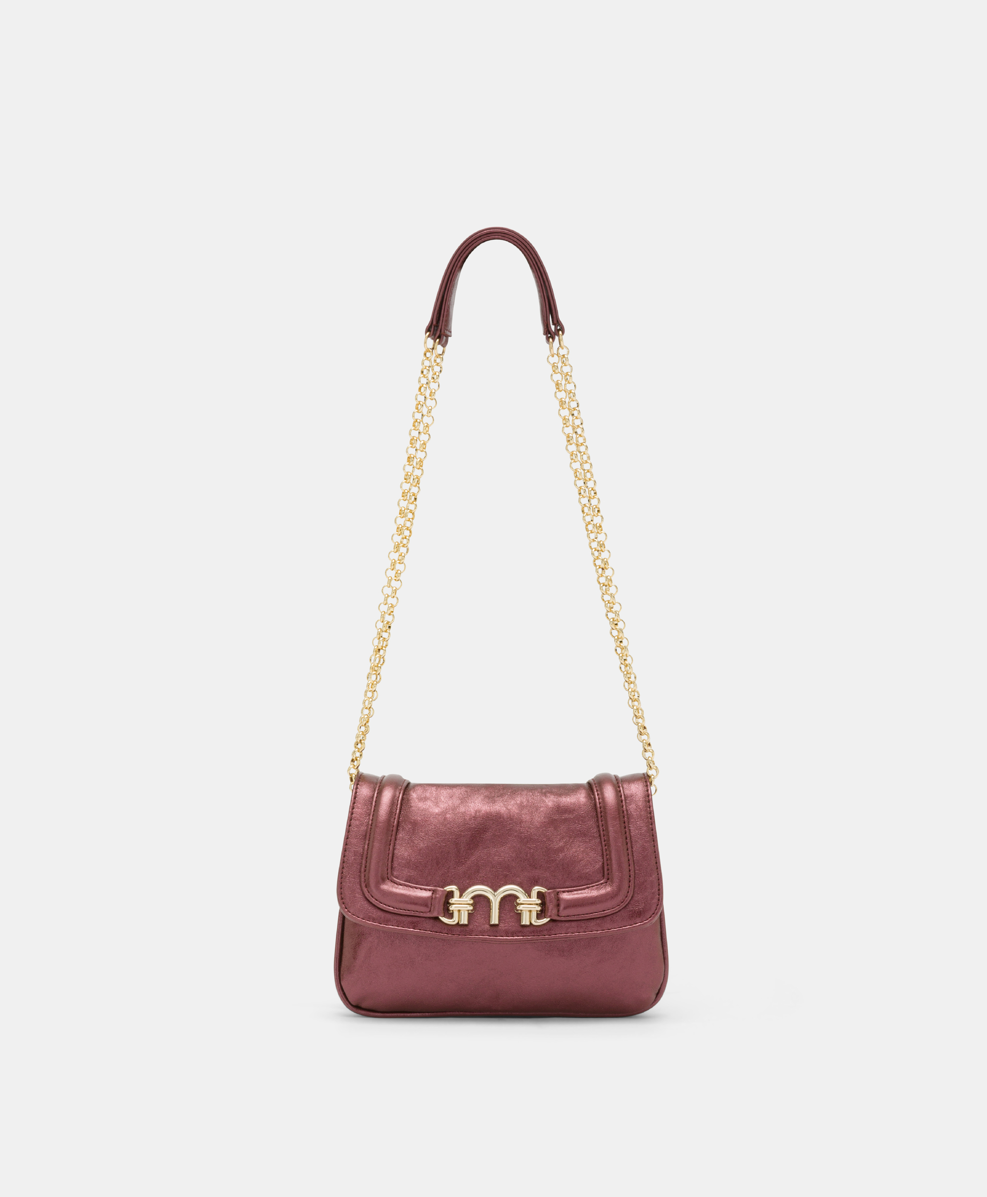 MOMONI MIMI' FLORE BAG IN LAMINATED ECO-LEATHER - GRAPE MUST - Momonì