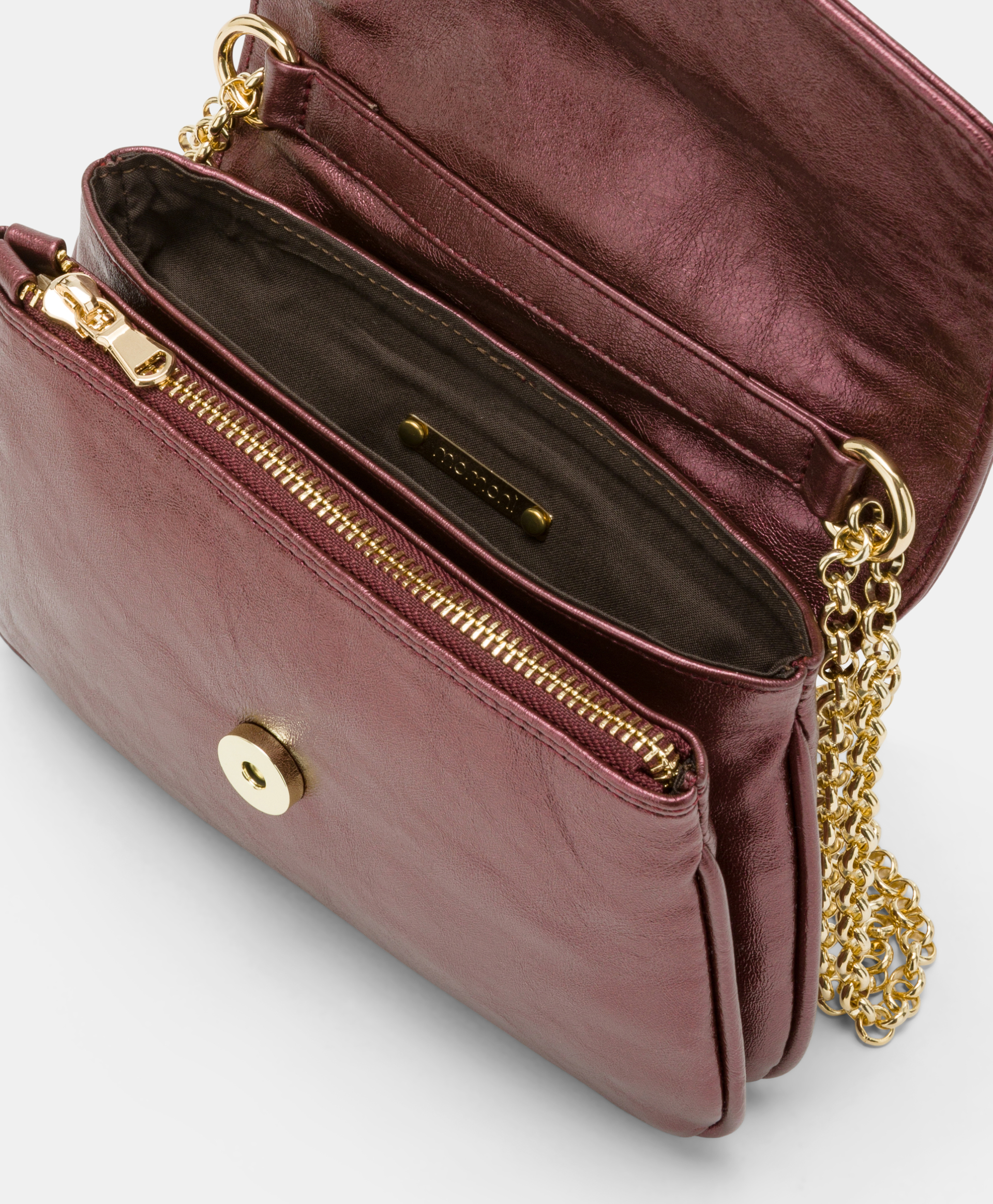 MOMONI MIMI' FLORE BAG IN LAMINATED ECO-LEATHER - GRAPE MUST - Momonì