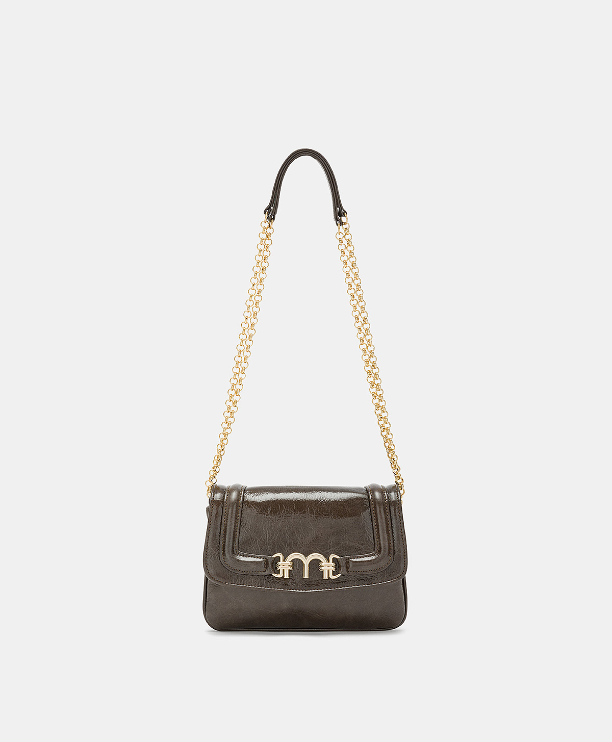 MOMONI MIMI' FLORE BAG IN NAPLAK LEATHER - DARK BROWN - Shoes and accessories - Momonì