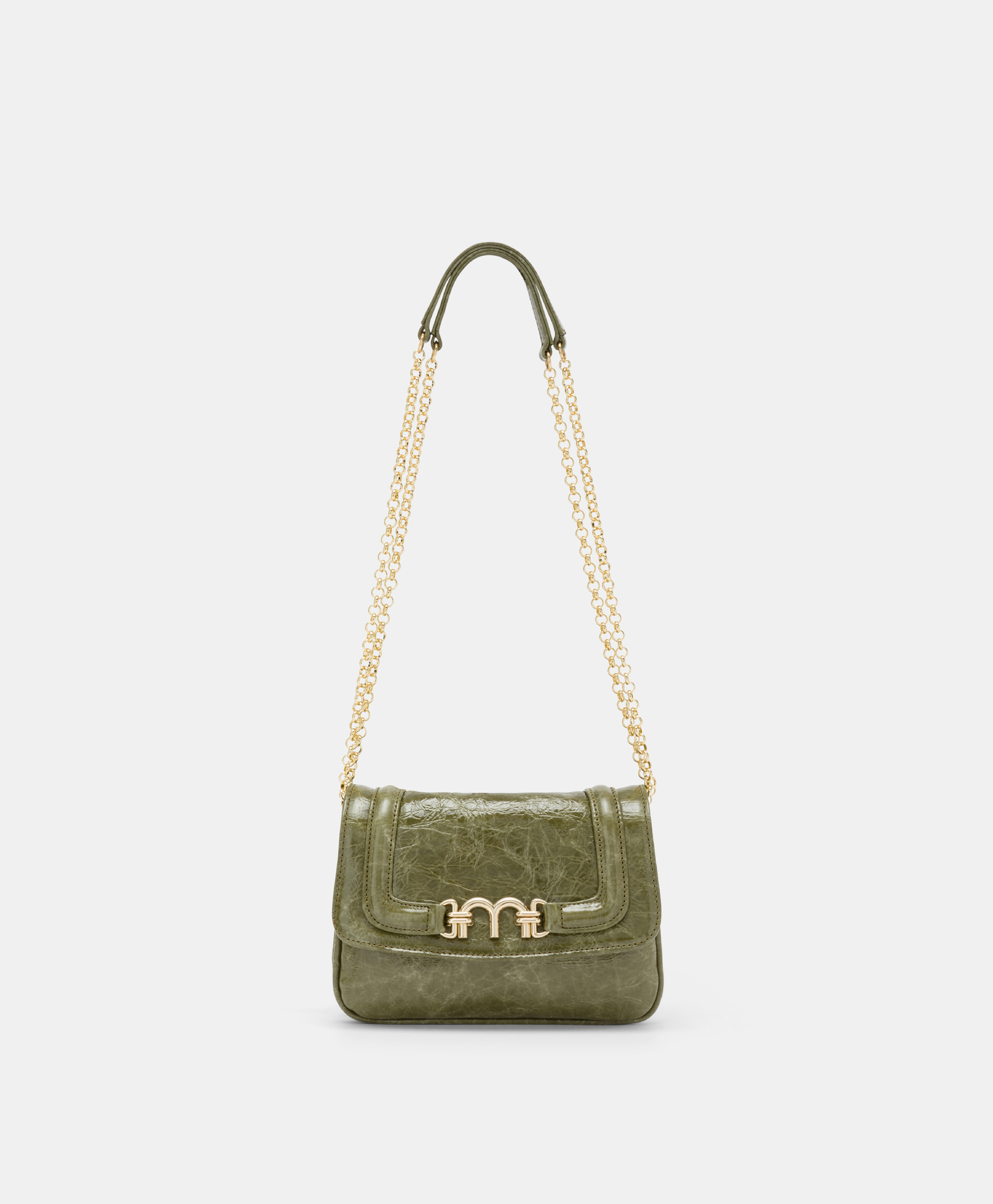 MOMONI MIMI' FLORE BAG IN NAPLAK LEATHER - OLIVE GREEN - Shoes and accessories - Momonì