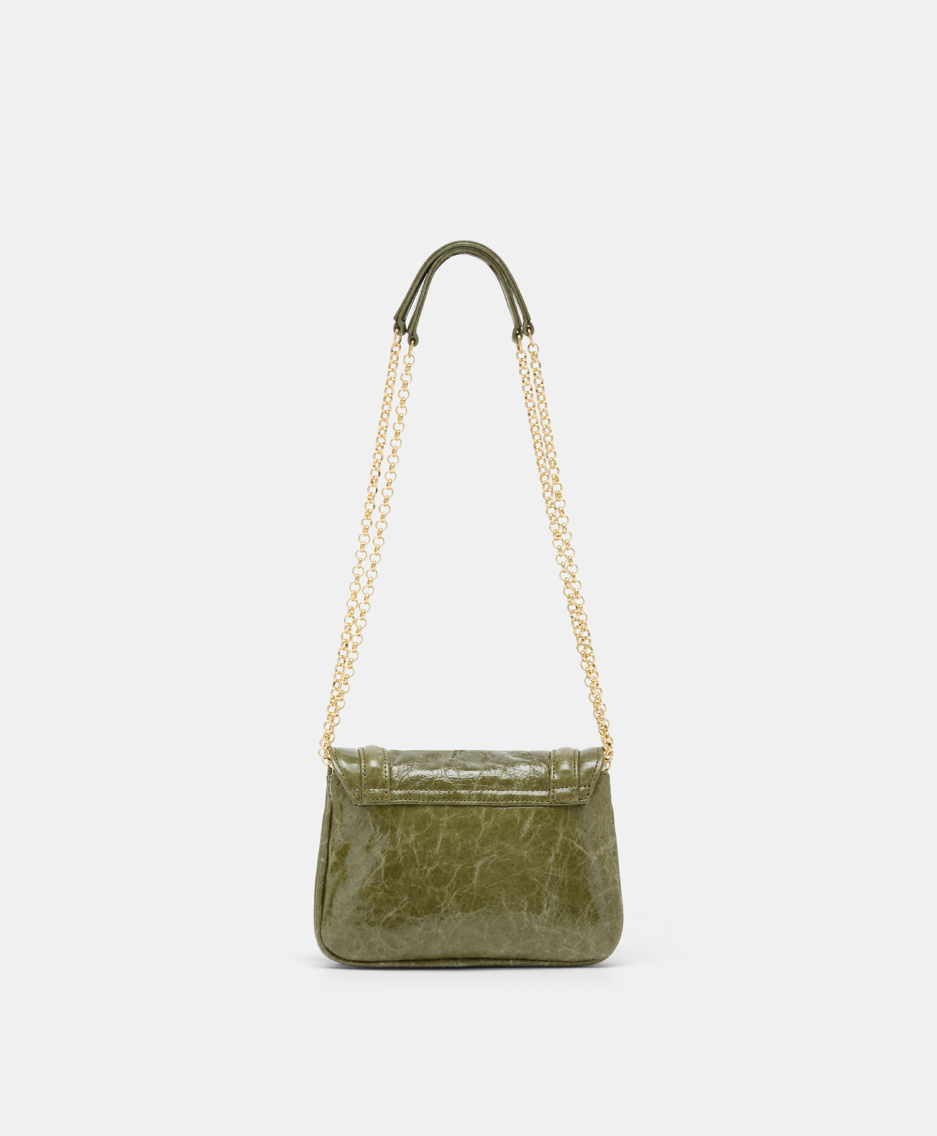 MOMONI MIMI' FLORE BAG IN NAPLAK LEATHER - OLIVE GREEN - Momonì