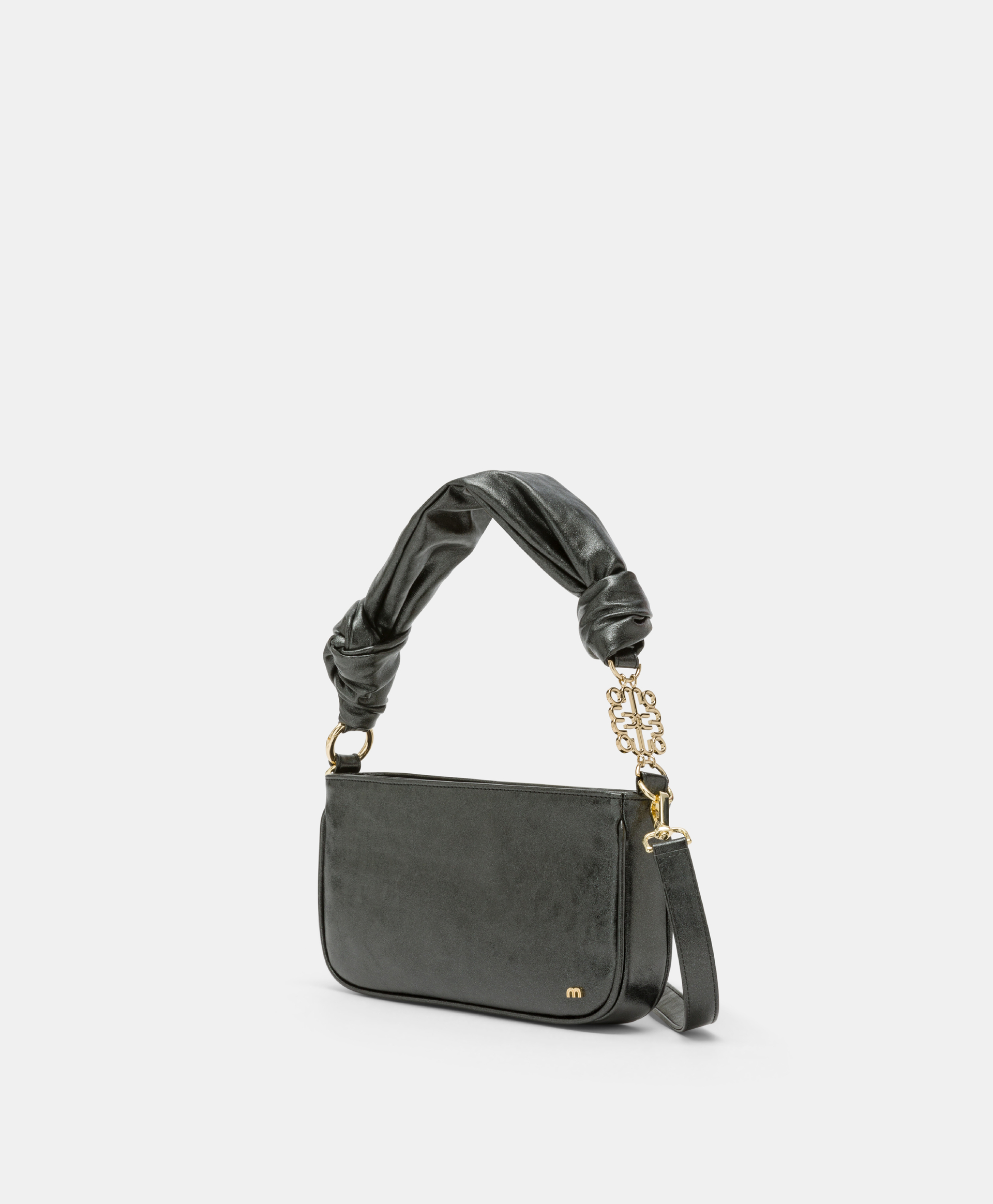MOMONI NANA BAG IN LAMINATED ECO-LEATHER - BLACK - Momonì