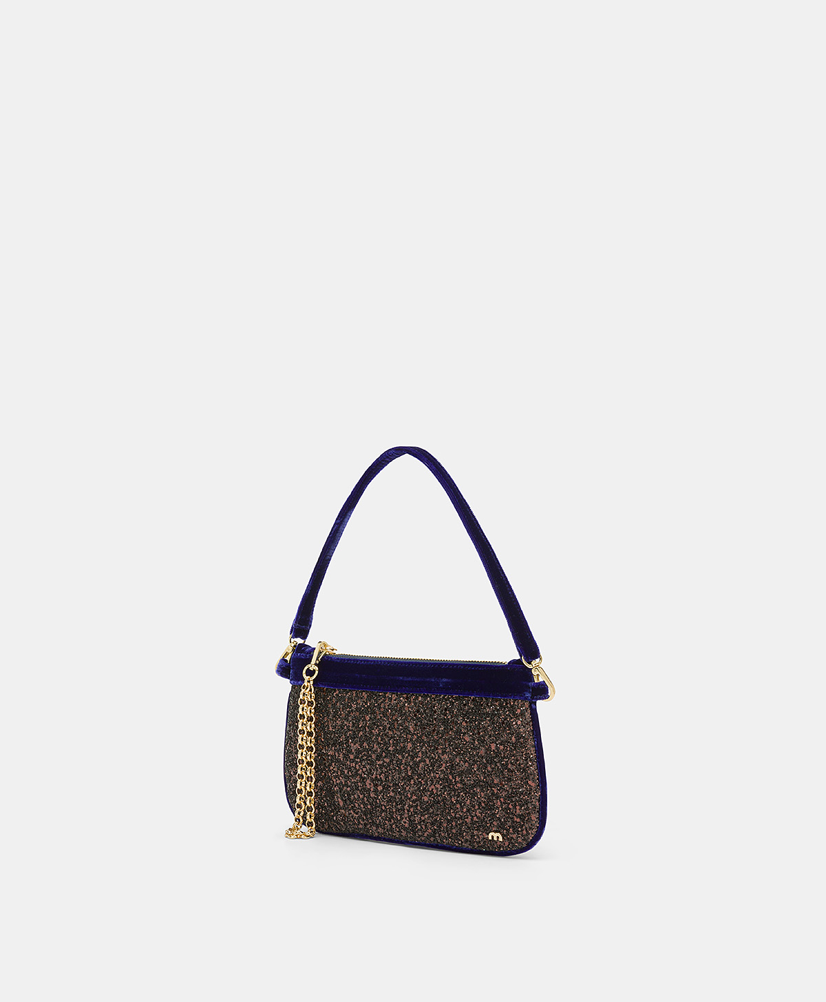 MOMONI KUROI BIS BAG IN VELVET WITH GLITTER - BRONZE/LAVANDER - Momonì