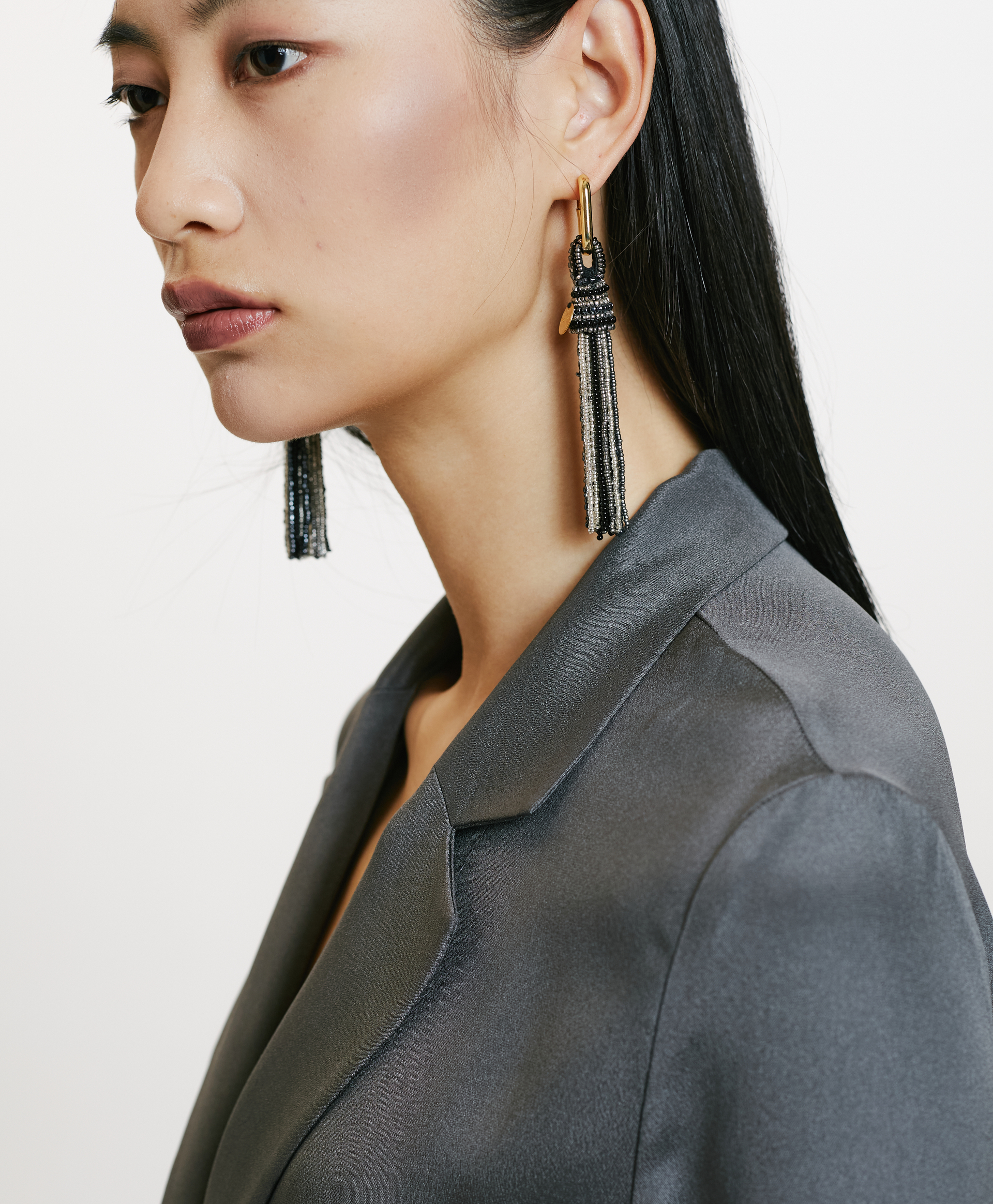 TEMAKI EARRINGS WITH BEADS - GREY MULTICOLOR - Momonì