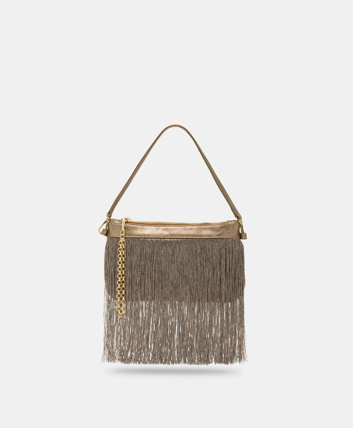 MOMONI KUROI FRINGED BAG IN LAMINATED ECO-LEATHER - BRONZE - Shoes and accessories - Momonì