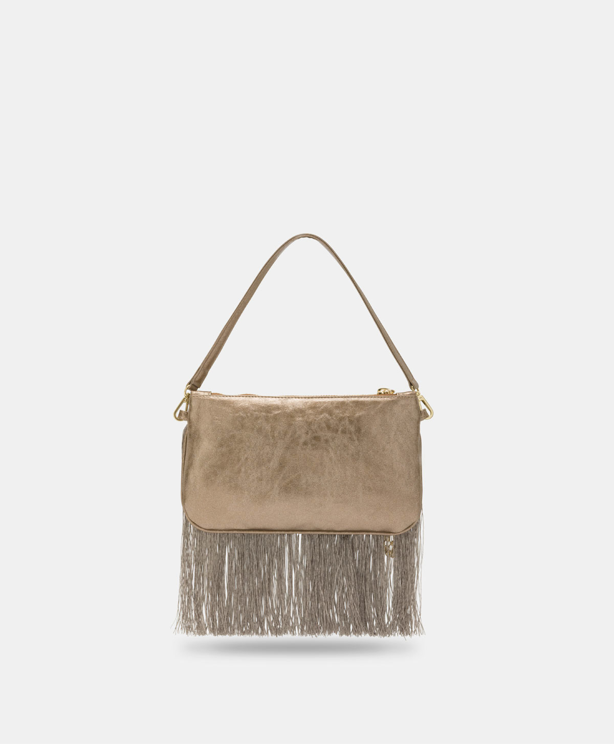 BORSE FRINGED IN ECOPELLE LAMINATA - BRONZO - Momonì