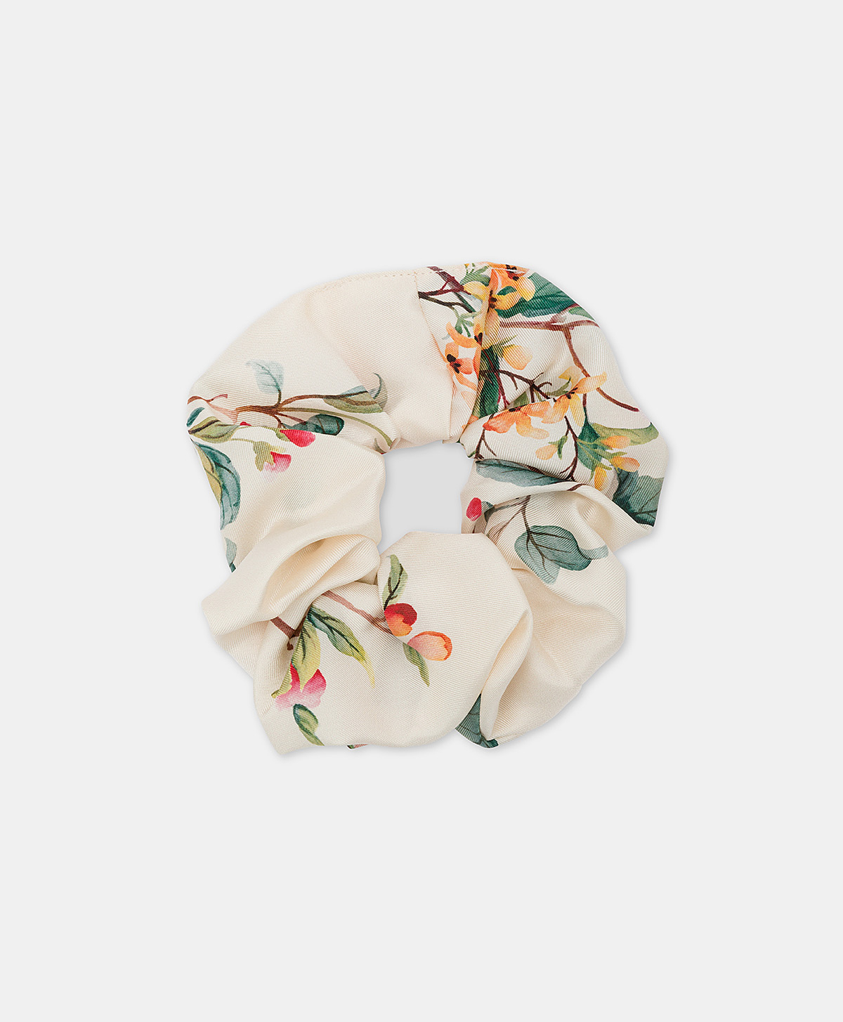 SCRUNCHIE IN PRINTED SILK - CREAM/RED - Momonì