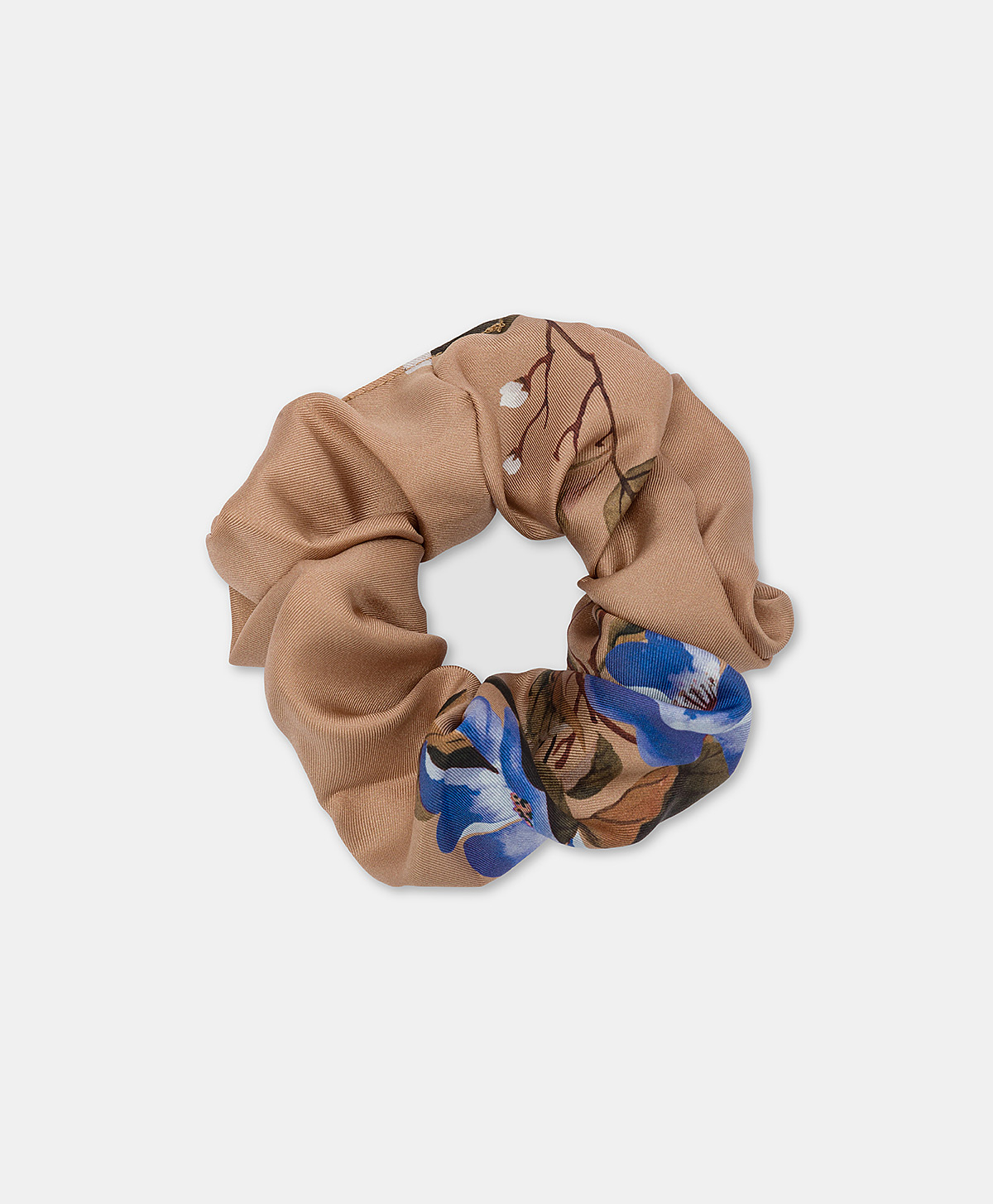 ACCESSORIO PER CAPELLI IN SETA STAMPATO - TABACCO/BLUETTE - Momonì