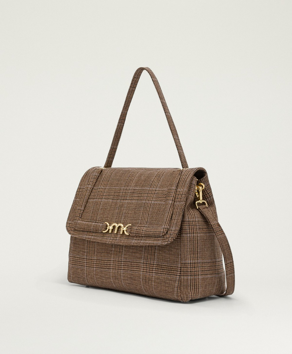 MOMONI FLORE BAG IN PRINCE OF WALES CHECK WOOL - CARAMEL MULTICOLOR - Momonì