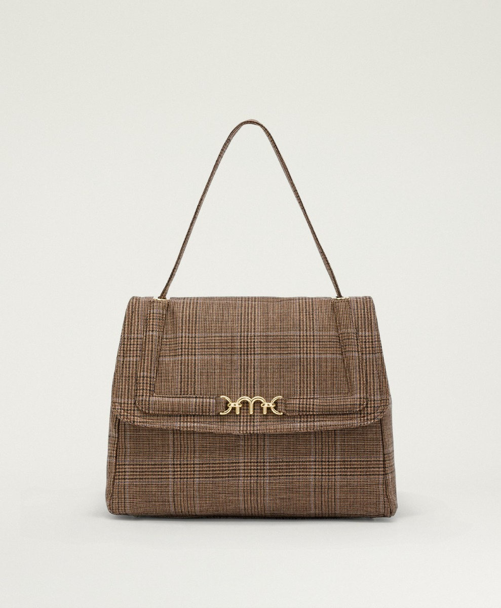 MOMONI FLORE BAG IN PRINCE OF WALES CHECK WOOL - CARAMEL MULTICOLOR - Momonì