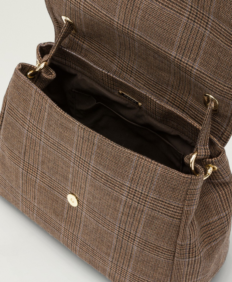 MOMONI FLORE BAG IN PRINCE OF WALES CHECK WOOL - CARAMEL MULTICOLOR - Momonì