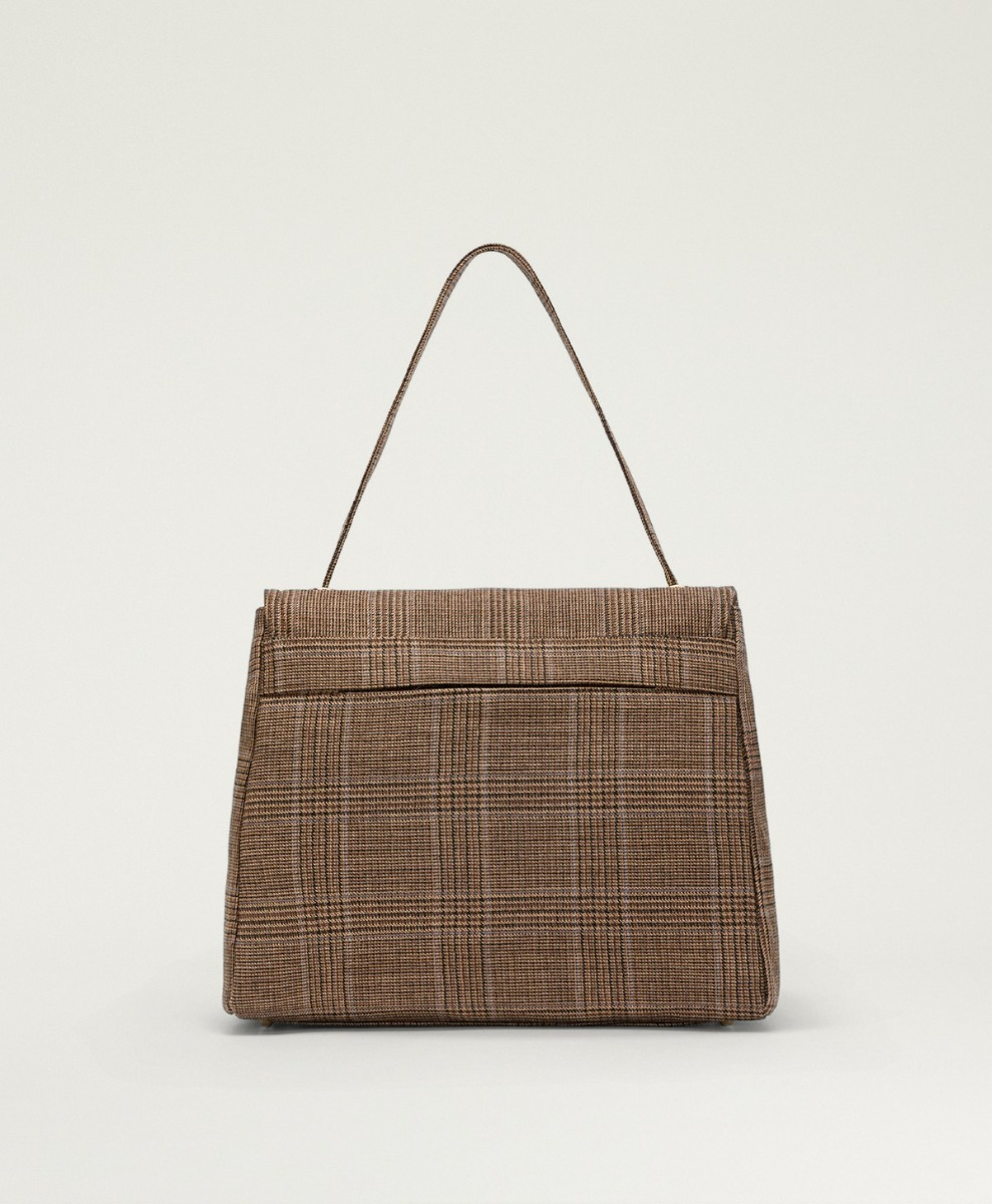 MOMONI FLORE BAG IN PRINCE OF WALES CHECK WOOL - CARAMEL MULTICOLOR - Momonì