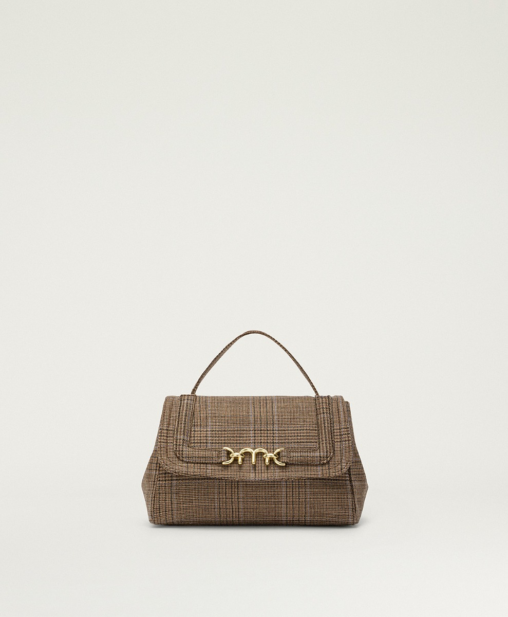 MOMONI PETIT FLORE BAG IN PRINCE OF WALES CHECK WOOL - CARAMEL MULTICOLOR - Shoes and accessories - Momonì