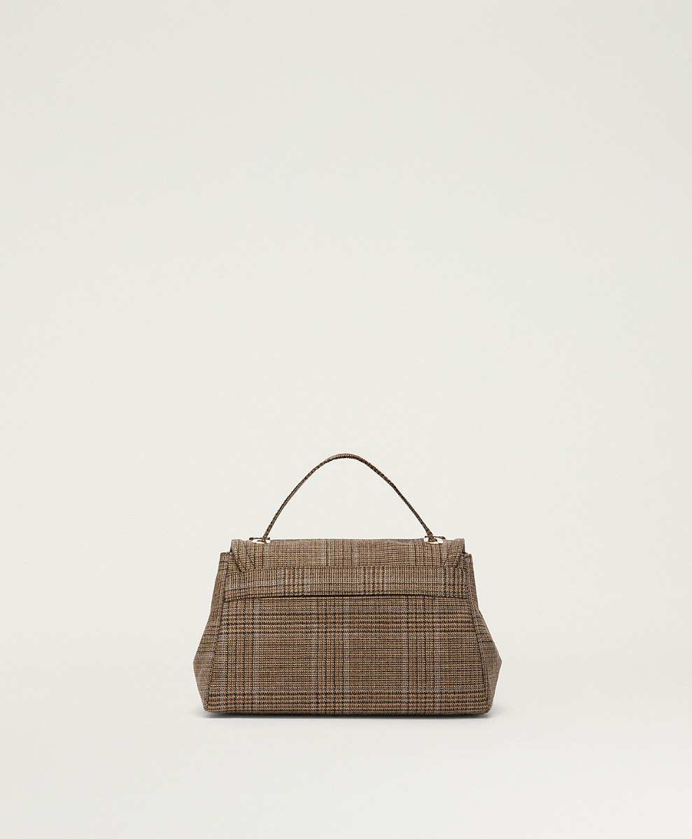 MOMONI PETIT FLORE BAG IN PRINCE OF WALES CHECK WOOL - CARAMEL MULTICOLOR - Momonì