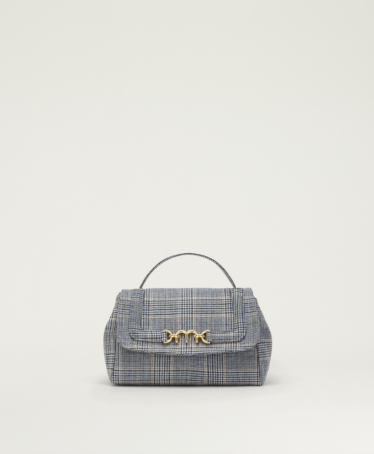 MOMONI PETIT FLORE BAG IN PRINCE OF WALES CHECK WOOL - AVIO MULTICOLOR - Momonì