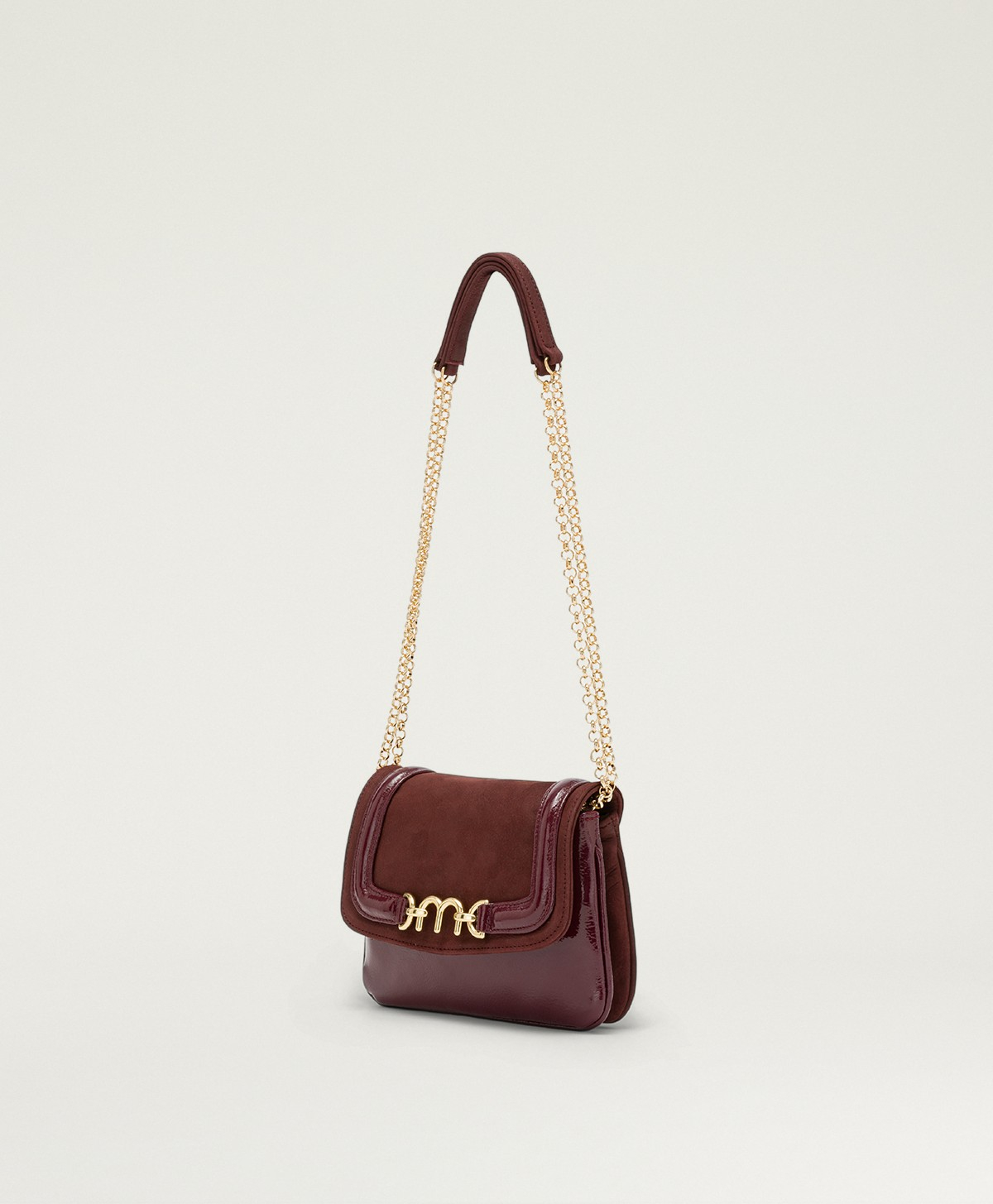 MOMONI MIMI FLORE BAG IN BI-MATERIAL LEATHER - WINE RED - Momonì