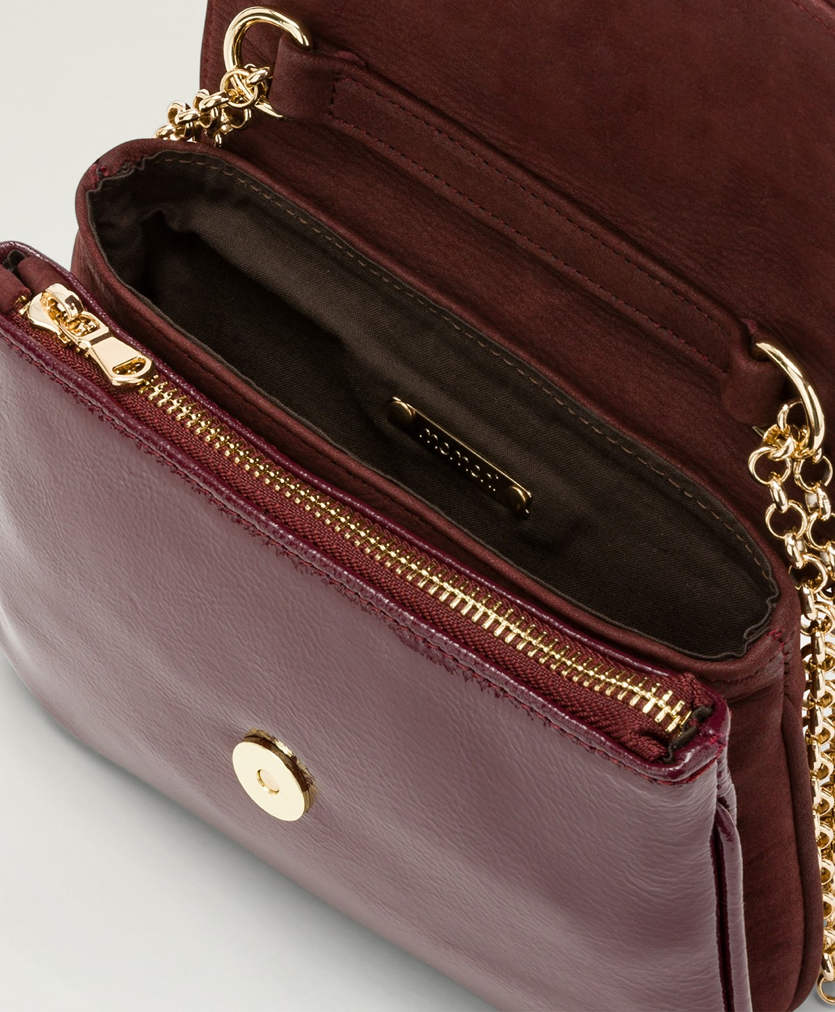 MOMONI MIMI FLORE BAG IN BI-MATERIAL LEATHER - WINE RED - Momonì
