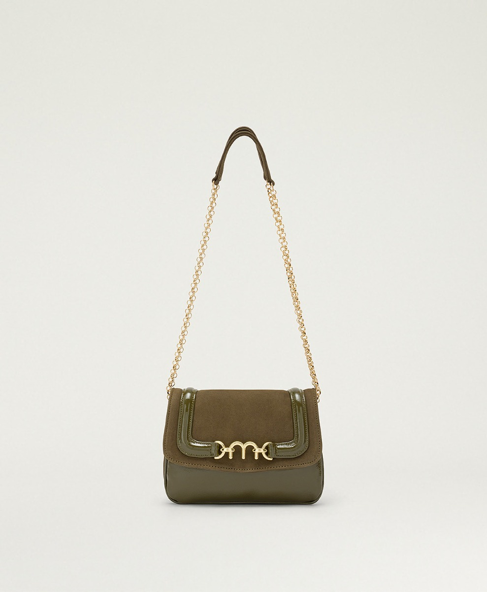 BORSA MOMONI MIMI FLORE IN PELLE BIMATERIALE - OLIVA - Momonì