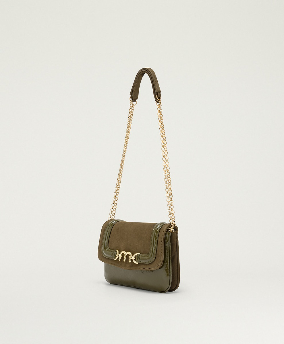 BORSA MOMONI MIMI FLORE IN PELLE BIMATERIALE - OLIVA - Momonì