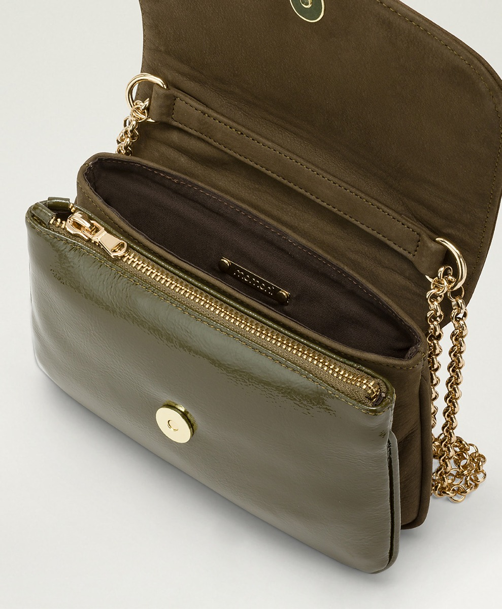 BORSA MOMONI MIMI FLORE IN PELLE BIMATERIALE - OLIVA - Momonì
