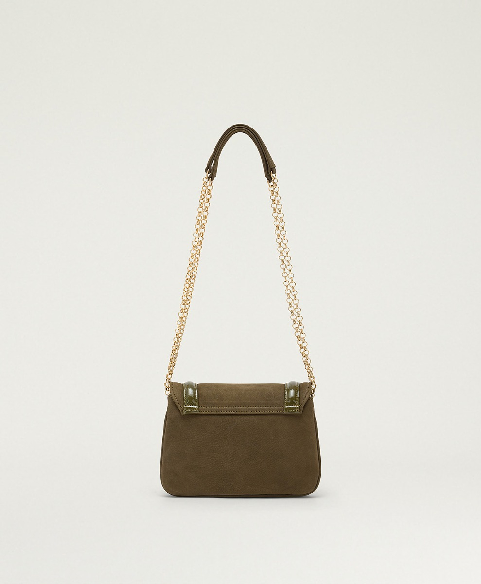 BORSA MOMONI MIMI FLORE IN PELLE BIMATERIALE - OLIVA - Momonì