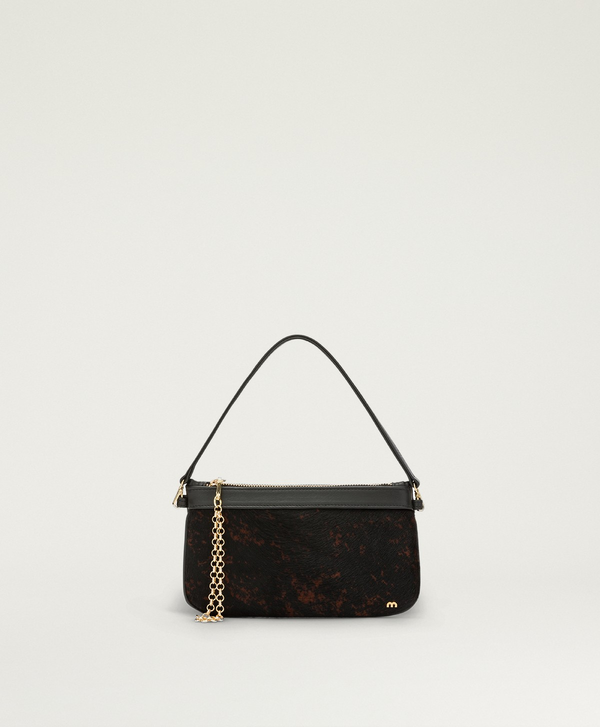 MOMONI KUROI BIS BAG IN PRINTED CAVALLINO - CARAMEL/BLACK - Momonì