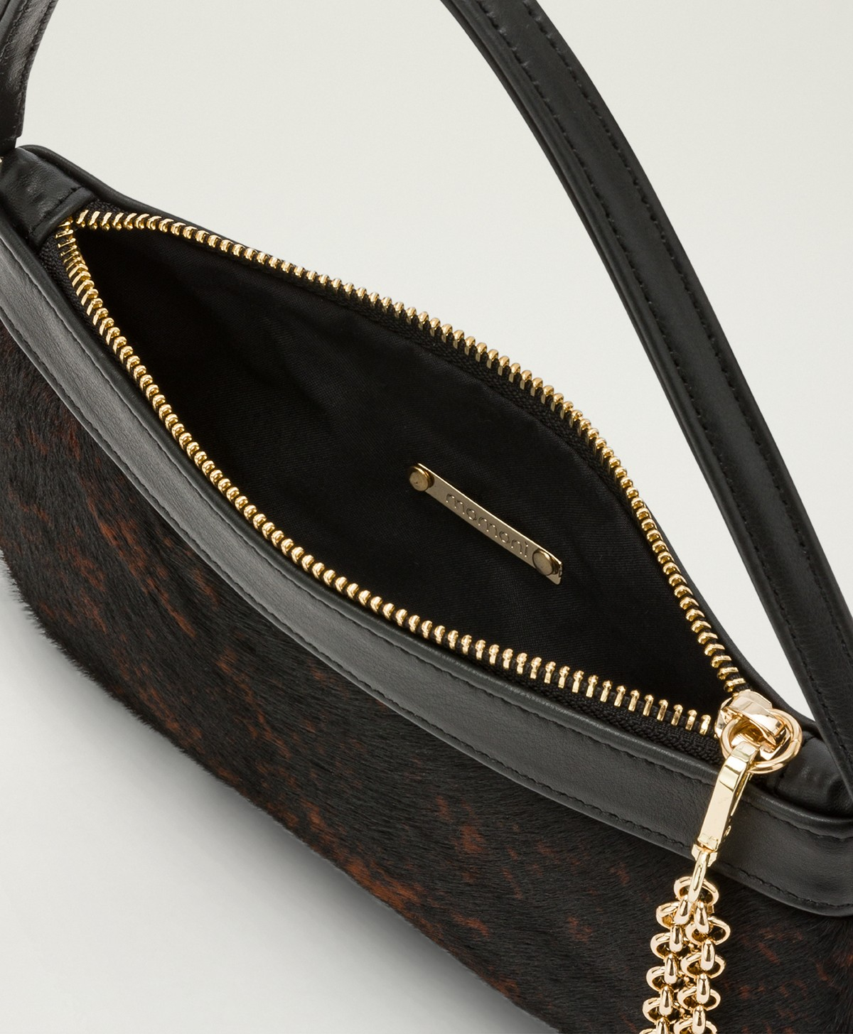 MOMONI KUROI BIS BAG IN PRINTED CAVALLINO - CARAMEL/BLACK - Momonì