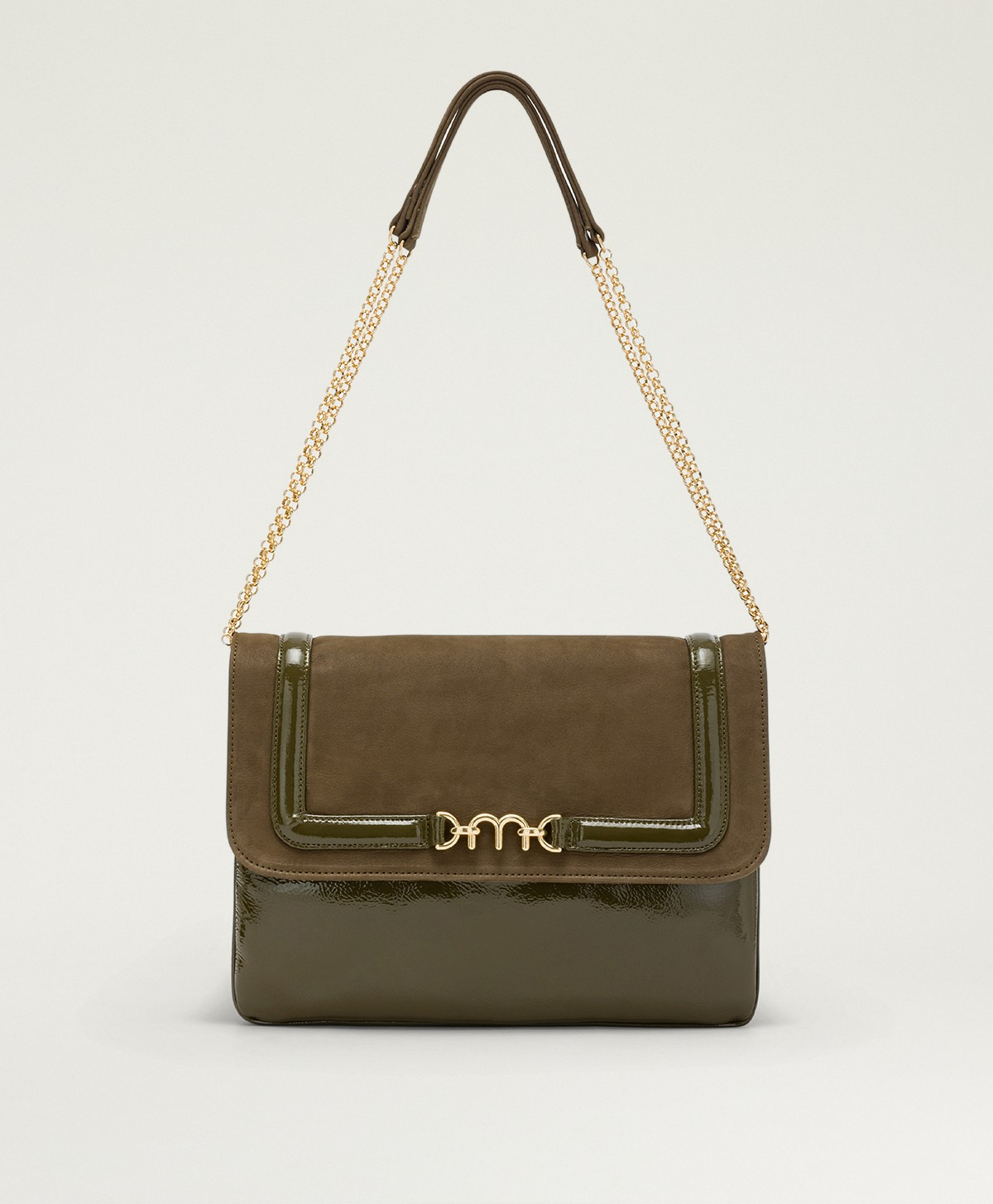 MOMONI CHERIE FLORE BAG IN BI-MATERIAL LEATHER - OLIVE GREEN - Momonì