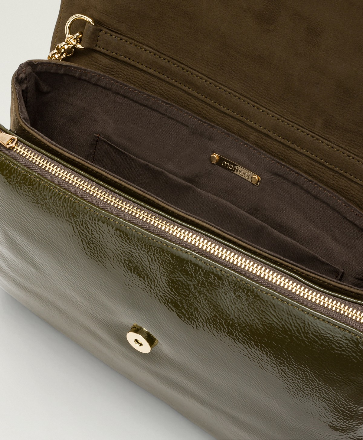 MOMONI CHERIE FLORE BAG IN BI-MATERIAL LEATHER - OLIVE GREEN - Momonì