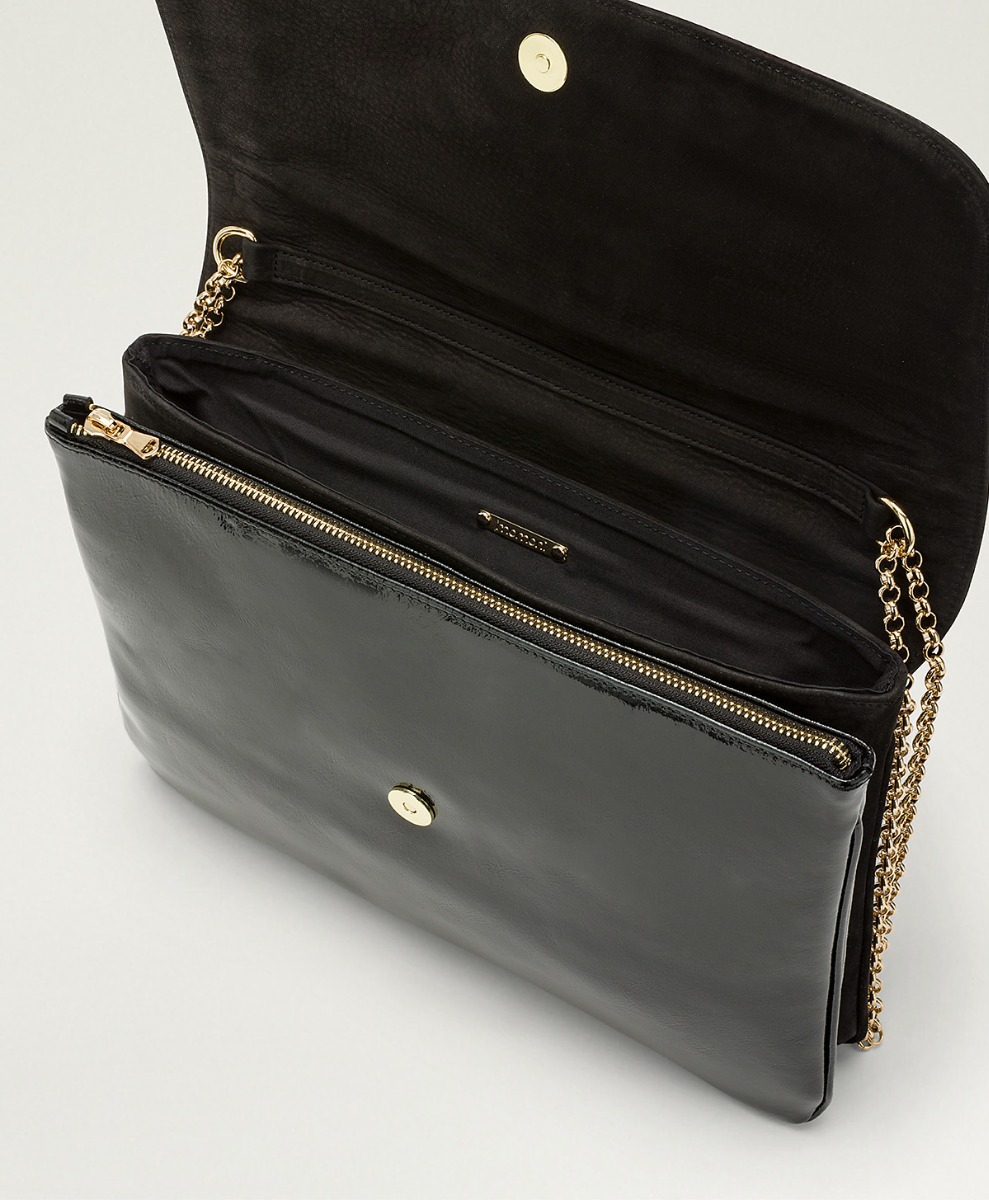 MOMONI CHERIE FLORE BAG IN BI-MATERIAL LEATHER - BLACK - Momonì