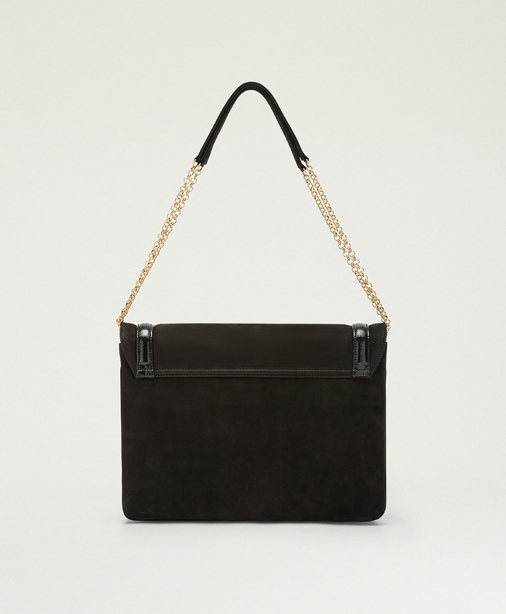 MOMONI CHERIE FLORE BAG IN BI-MATERIAL LEATHER - BLACK - Momonì