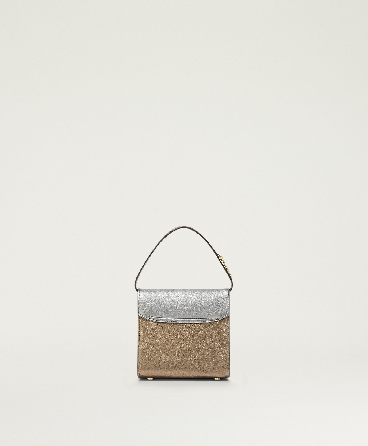 MOMONI TATE BAG IN LAMINATED-EFFECT LEATHER - SMOKE GRAY - Momonì