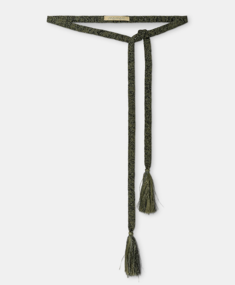 ONTANO BELT IN LUREX WITH FRINGE - OLIVE GREEN - Momonì