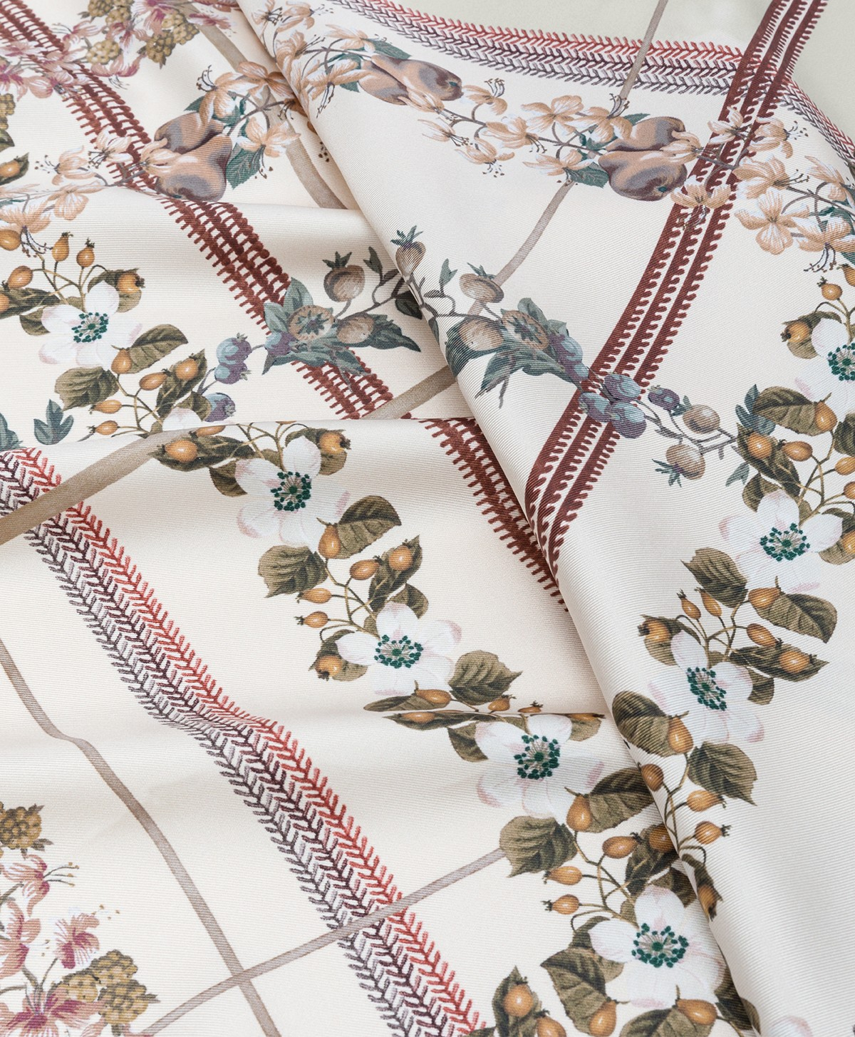 NIPPONIA FOULARD IN SILK TWILL - CREAM MULTICOLOR - Momonì